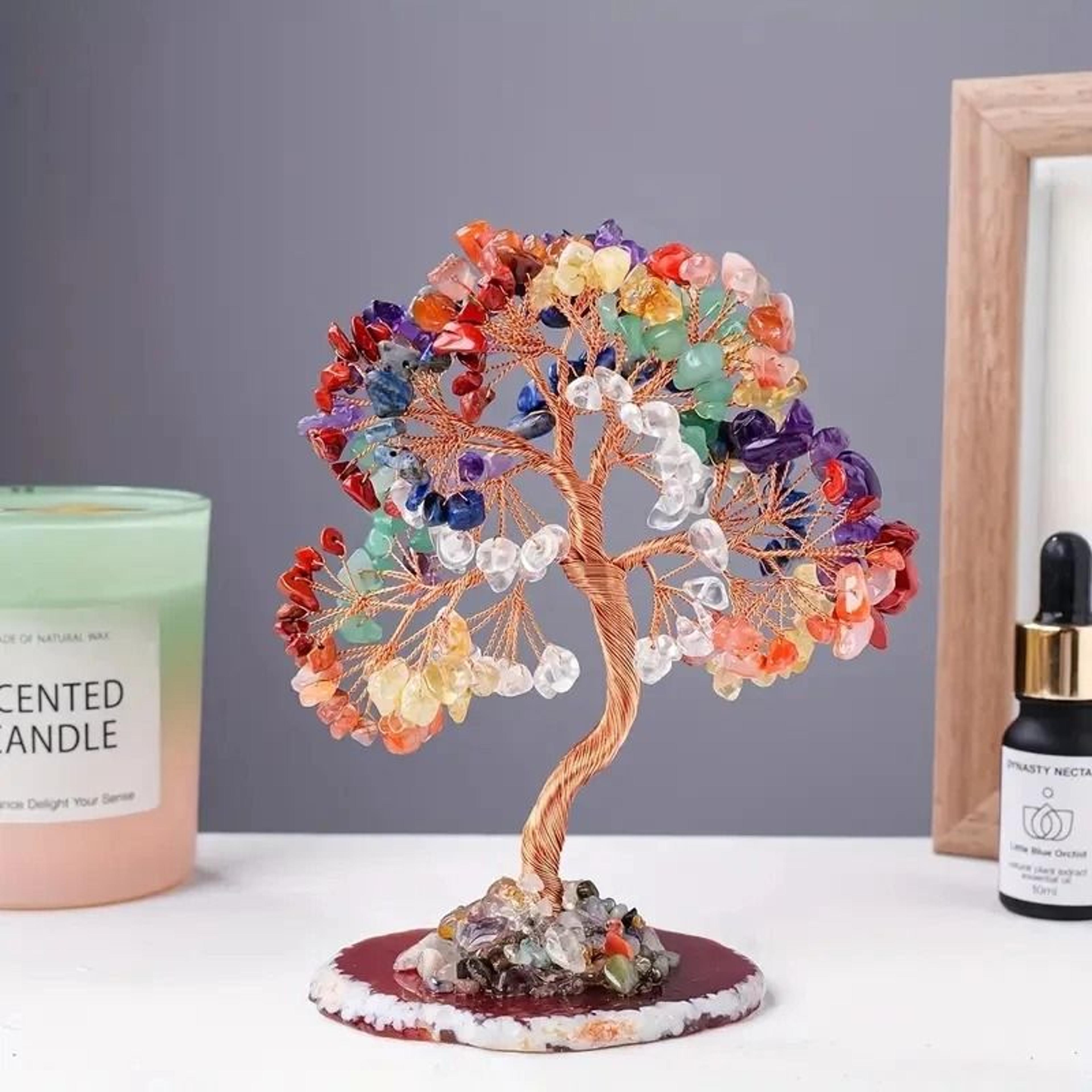 seven chakras crystal tree of life | positive feng shui gemstone tree | holistic home sanctuary decoration