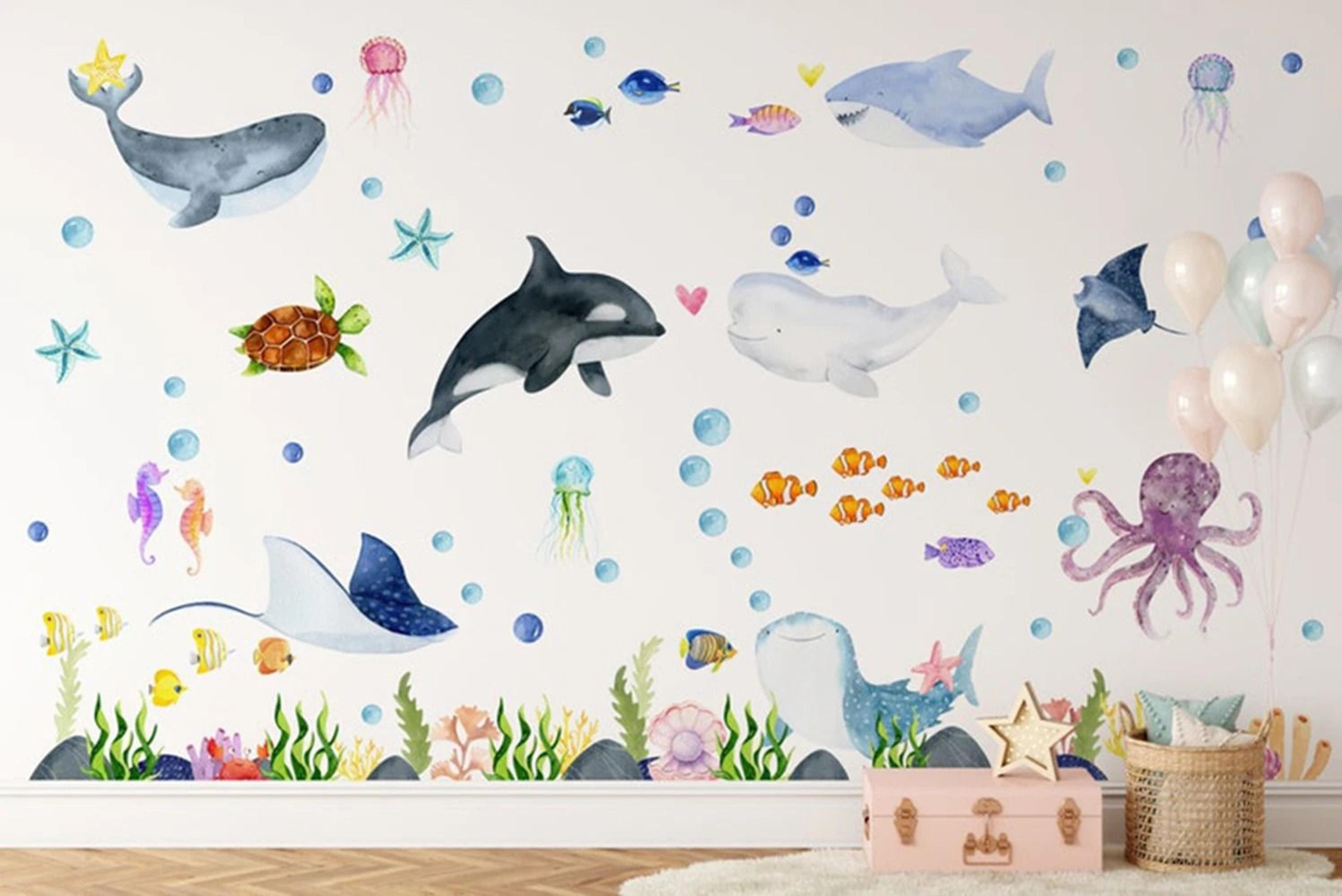 ocean voyager mural | large undersea animal decals | executive nursery & nautical sanctuary decor