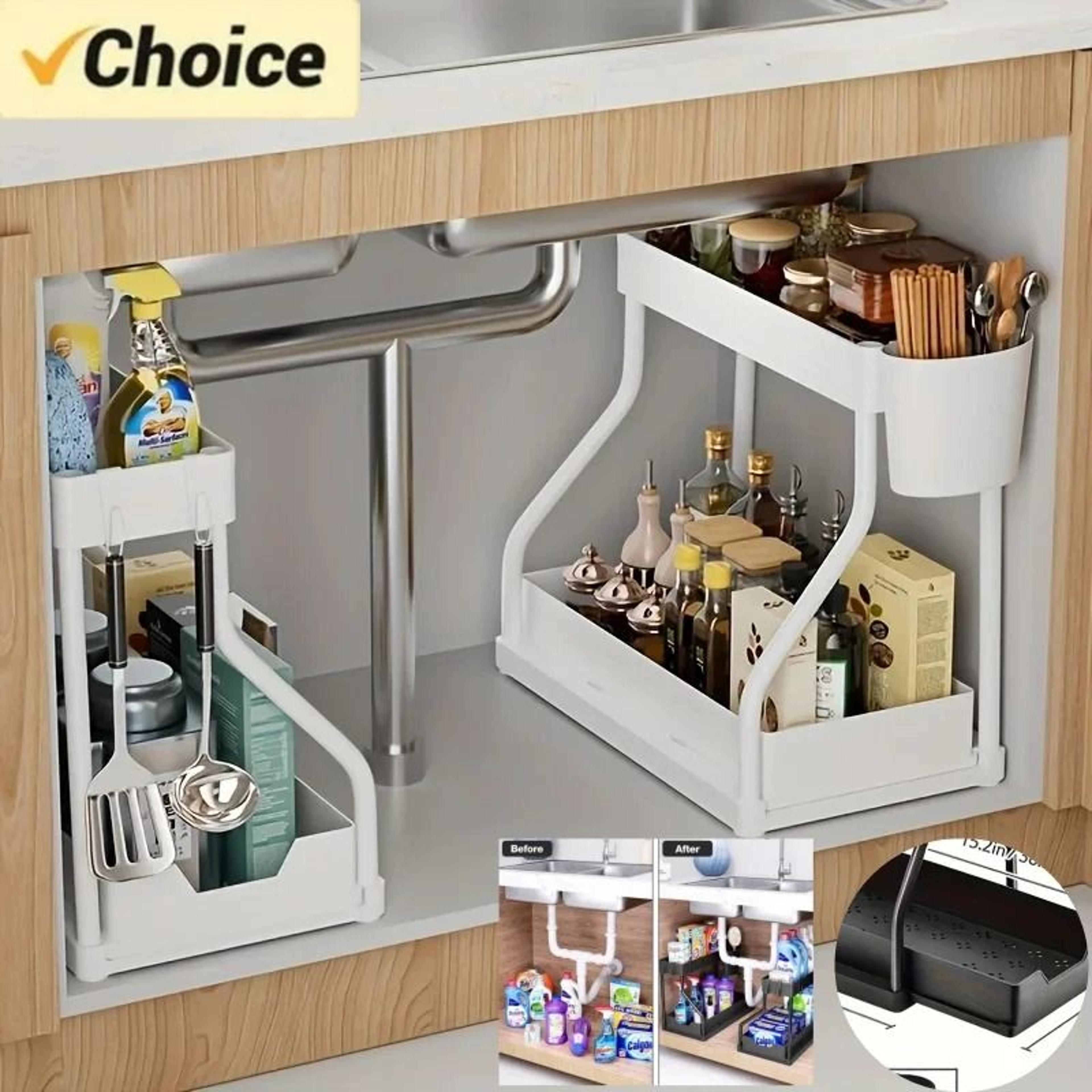 basalt-glide 2-tier organizer | space-saving pull-out under-sink storage system