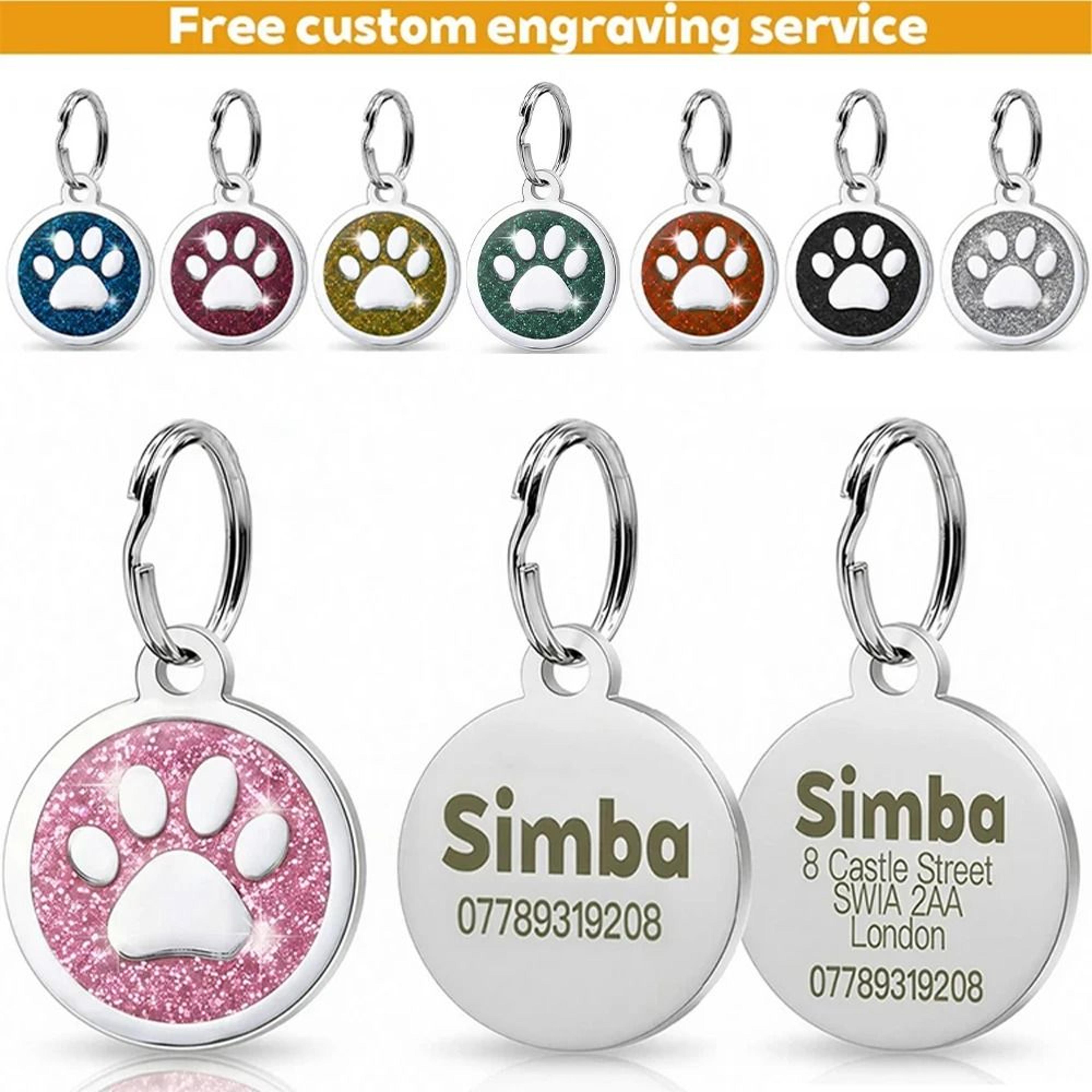 sparkle-guard personalized glitter pet id tag