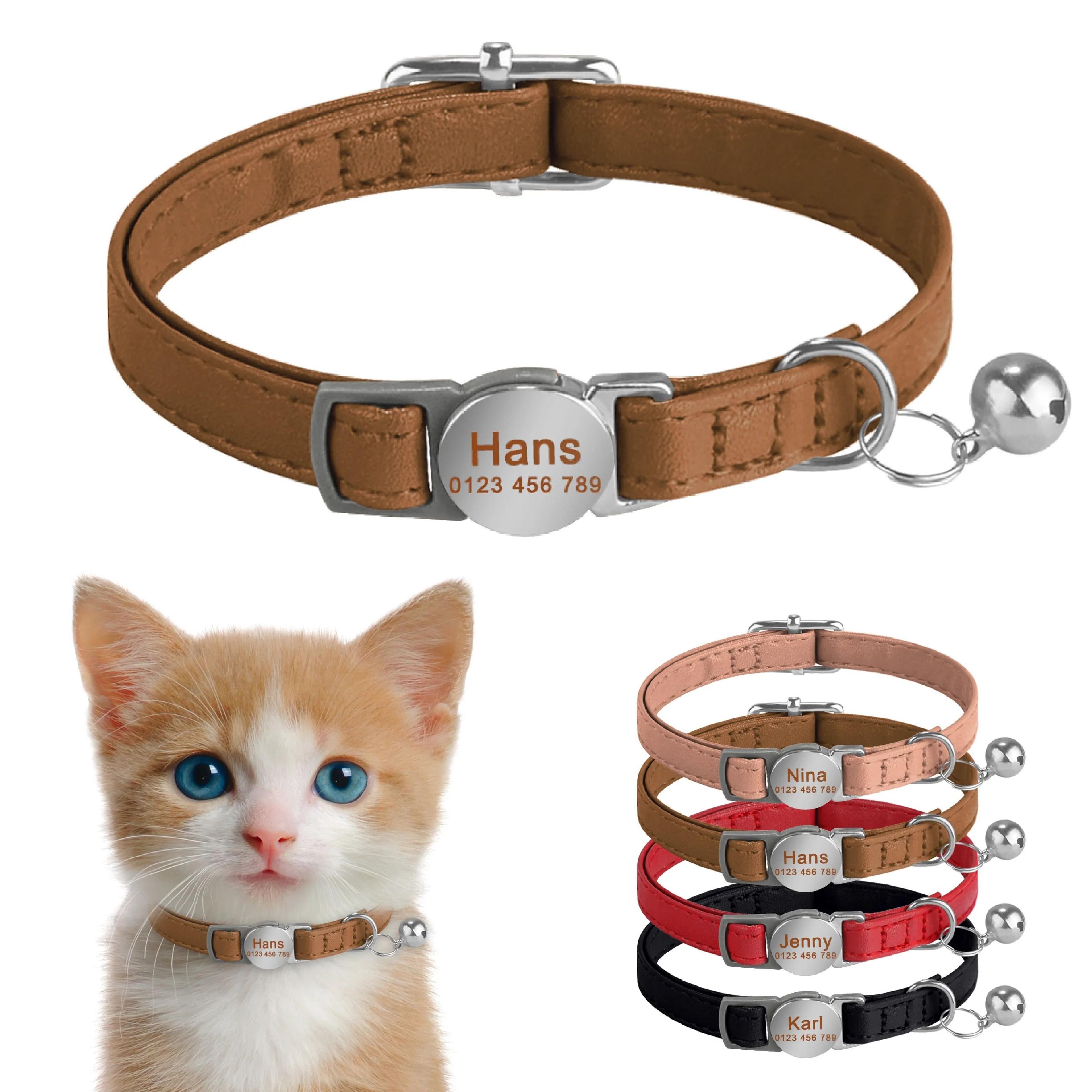 personalized safety breakaway leather cat collar