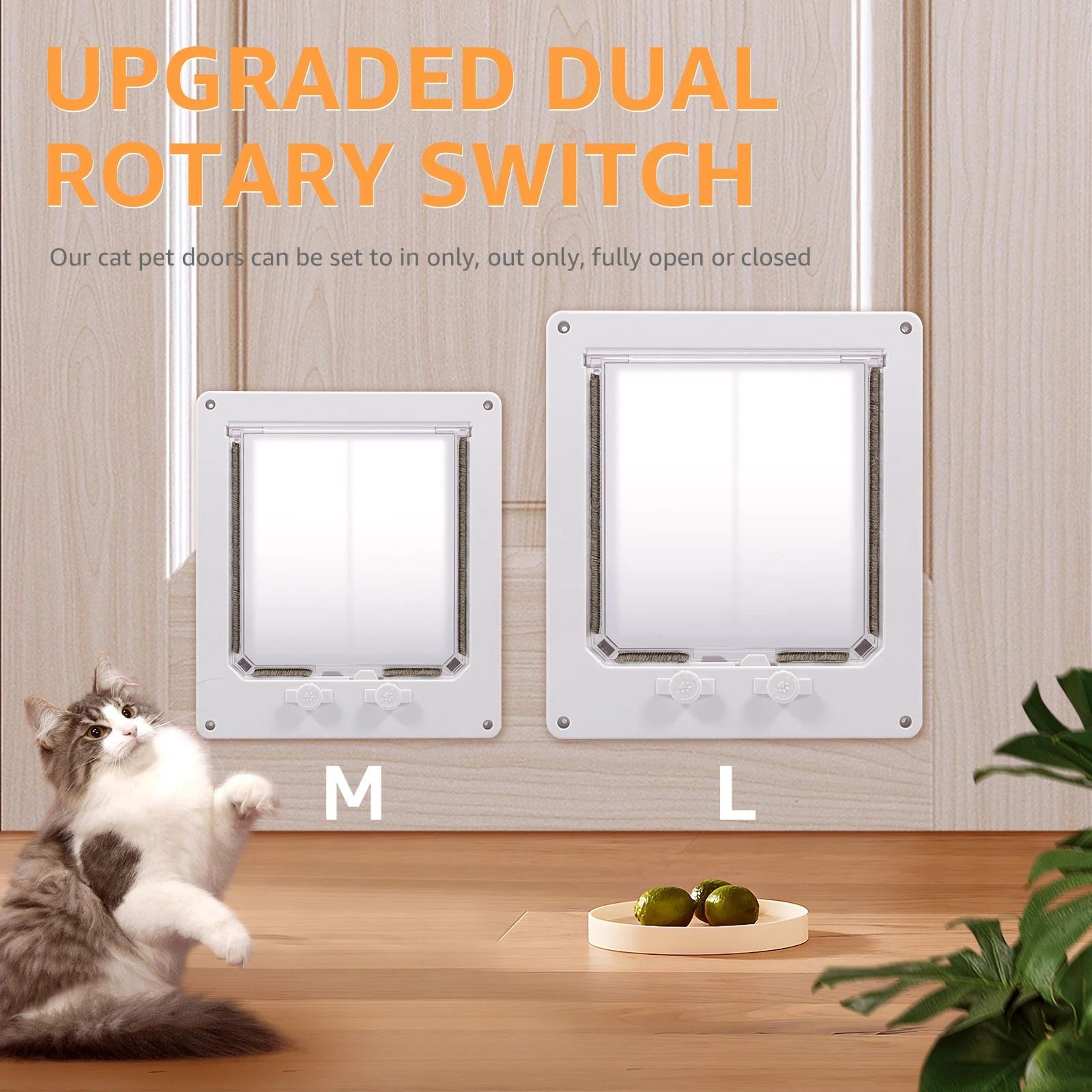 white plastic interior pet flap door with 4-way locking system