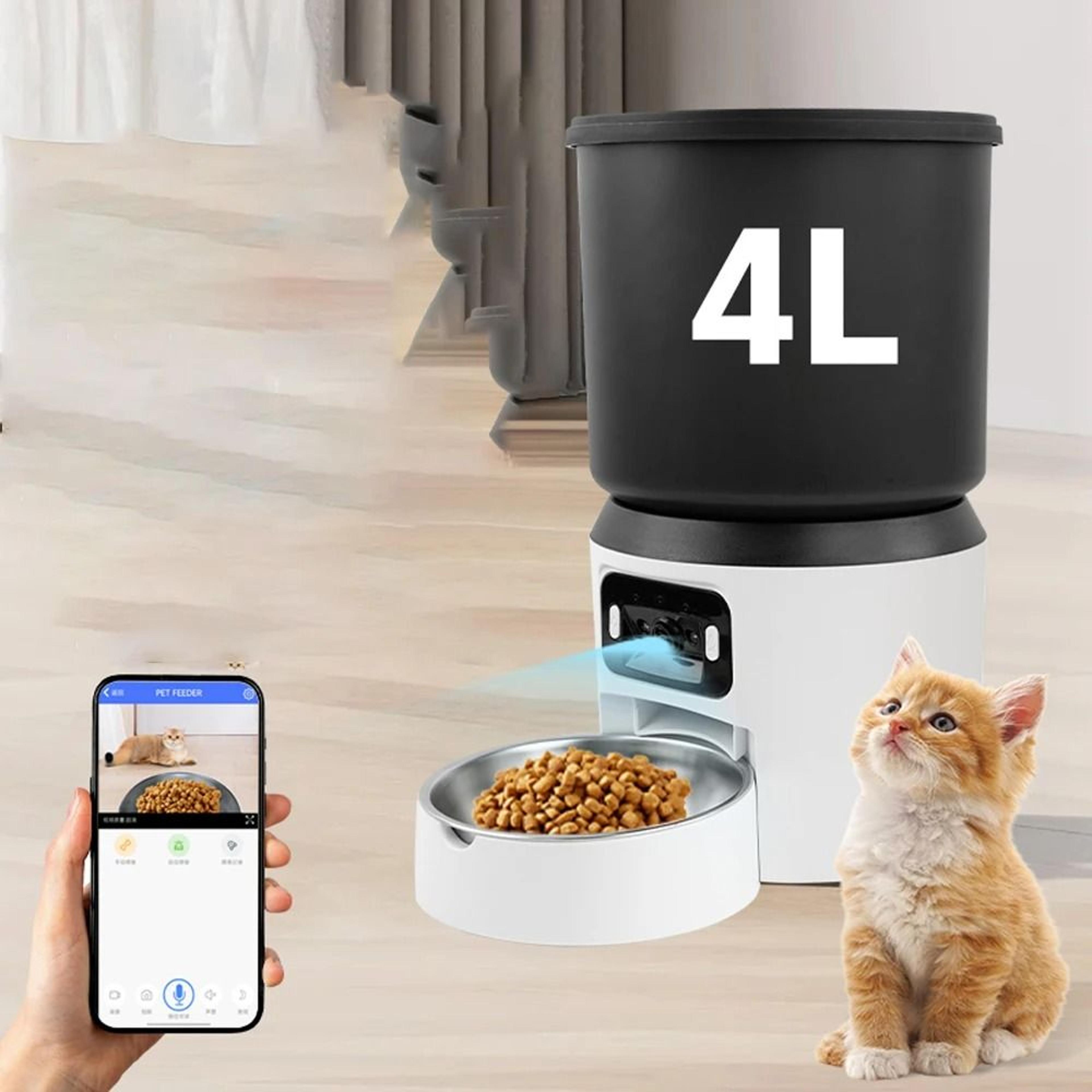 4l smart automatic pet feeder with camera and timer dispenser