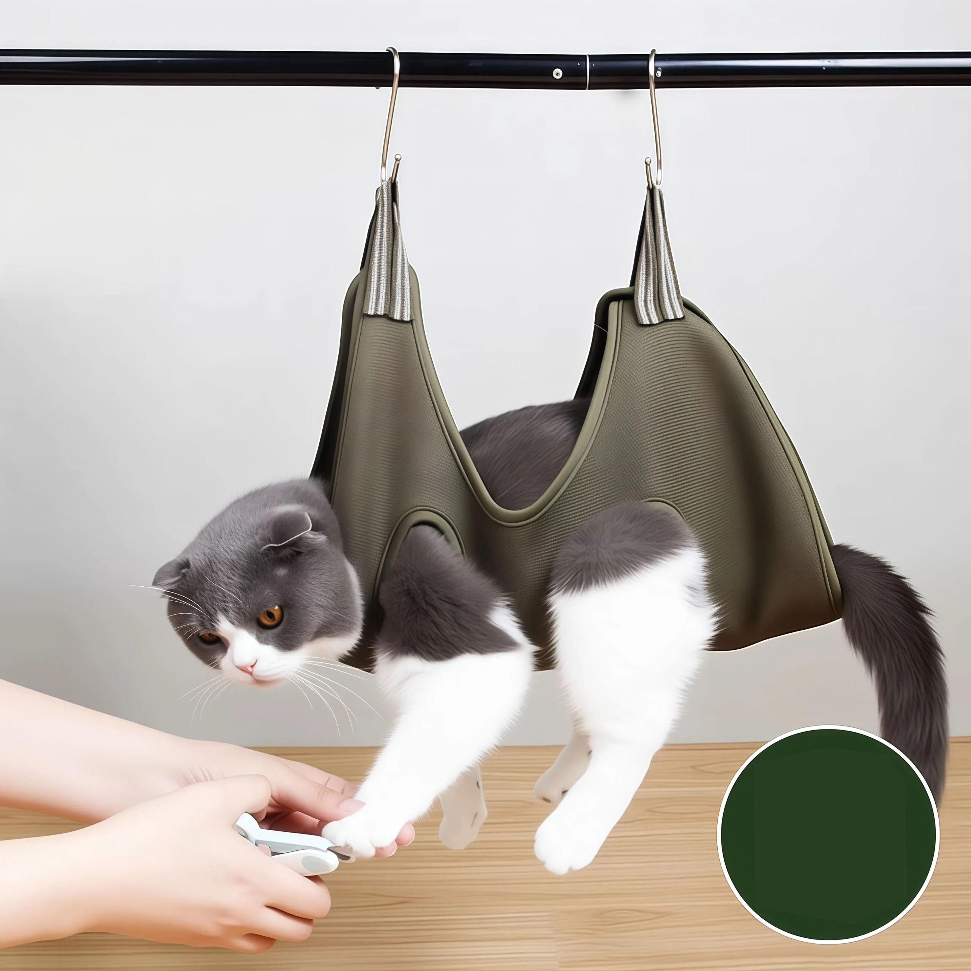 pet grooming hammock and restraint bag with hanging hooks