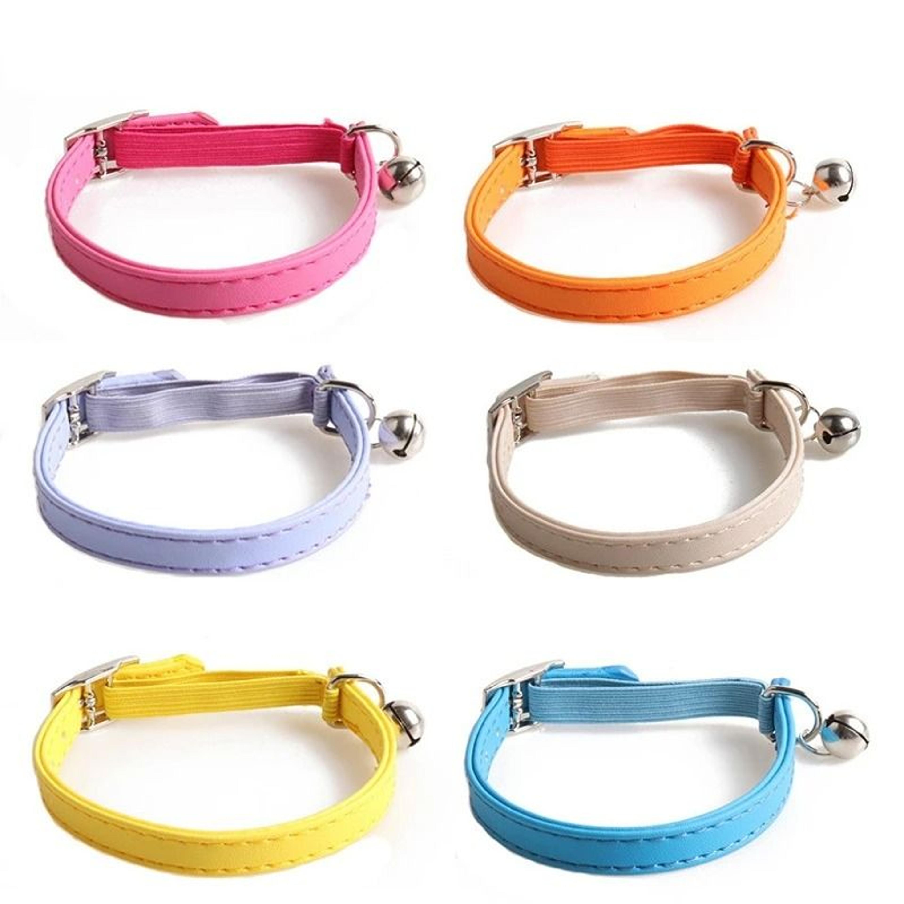 cute macaron color elastic adjustable pet collar with bell