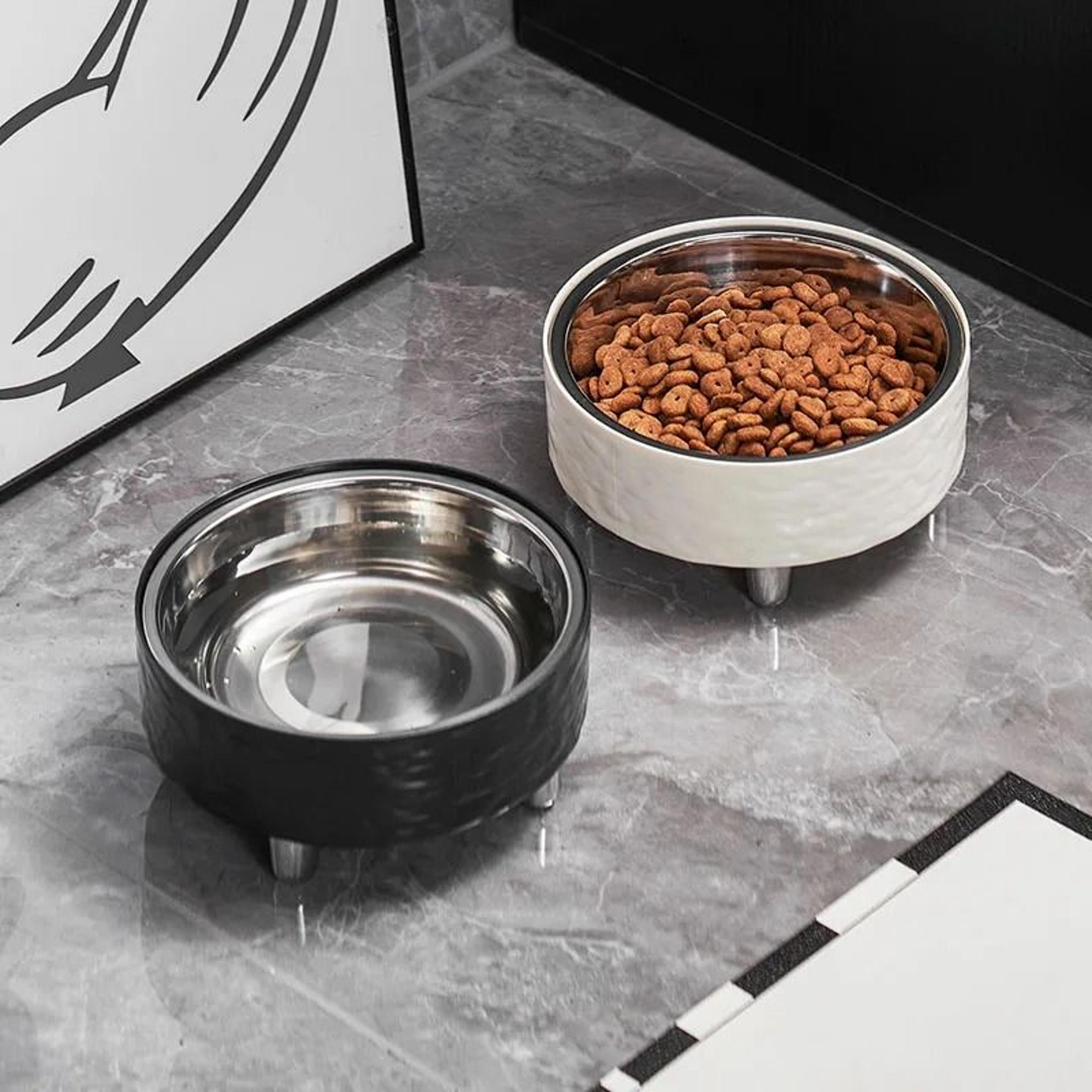 elevated stainless steel water ripple pet bowl