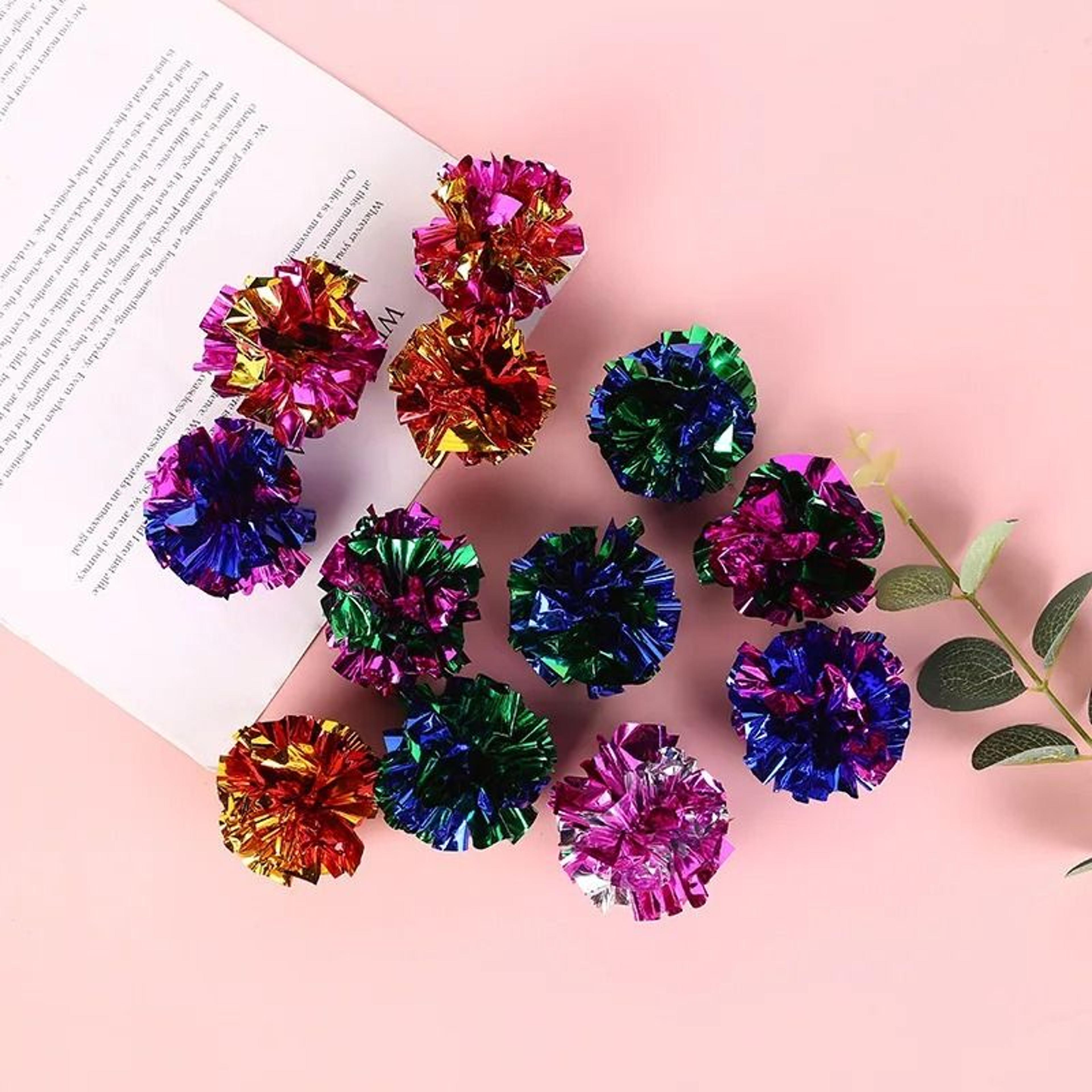 interactive shiny crinkle ringing paper ball cat toy