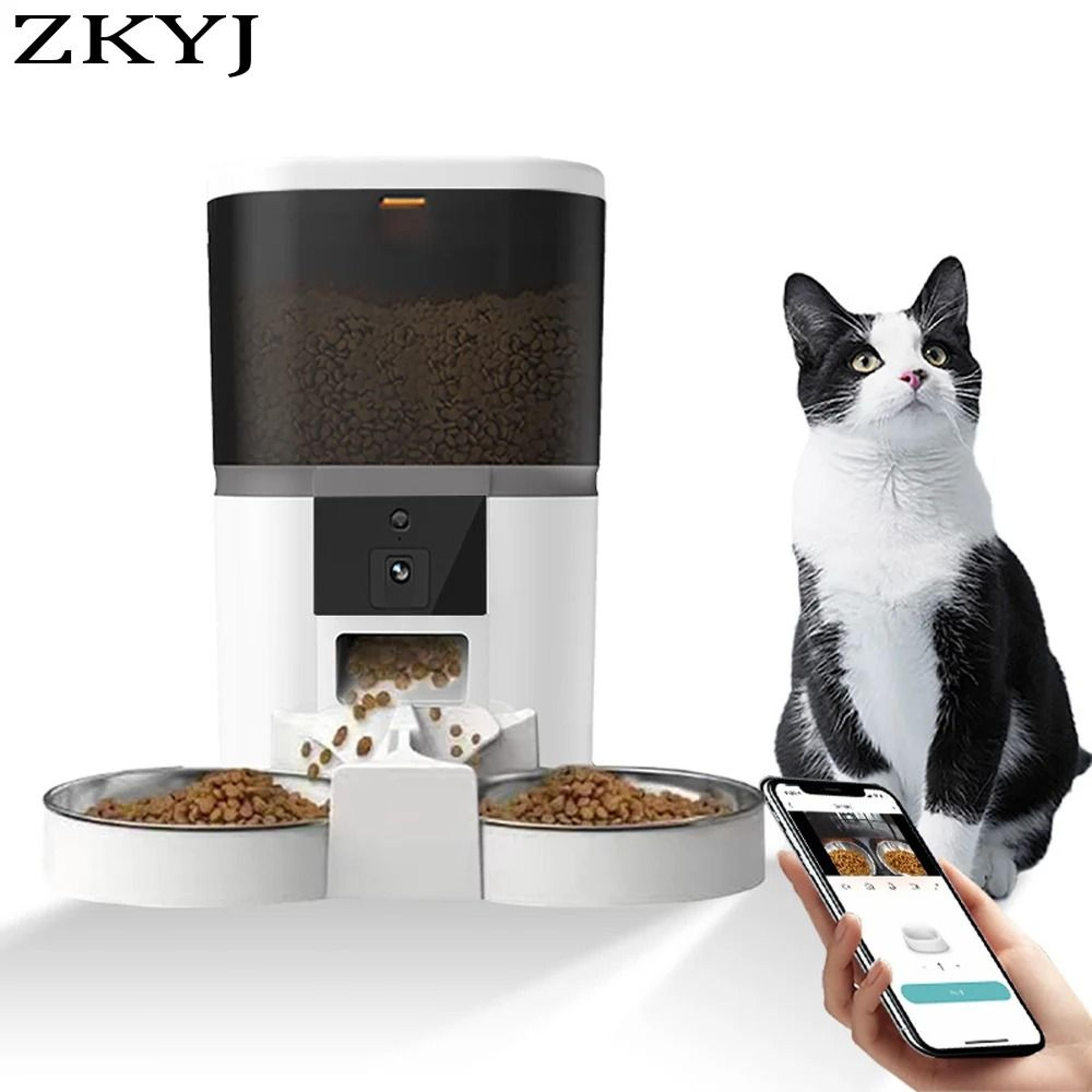 4l smart automatic pet feeder with hd camera and dual bowl dispenser for cats and dogs