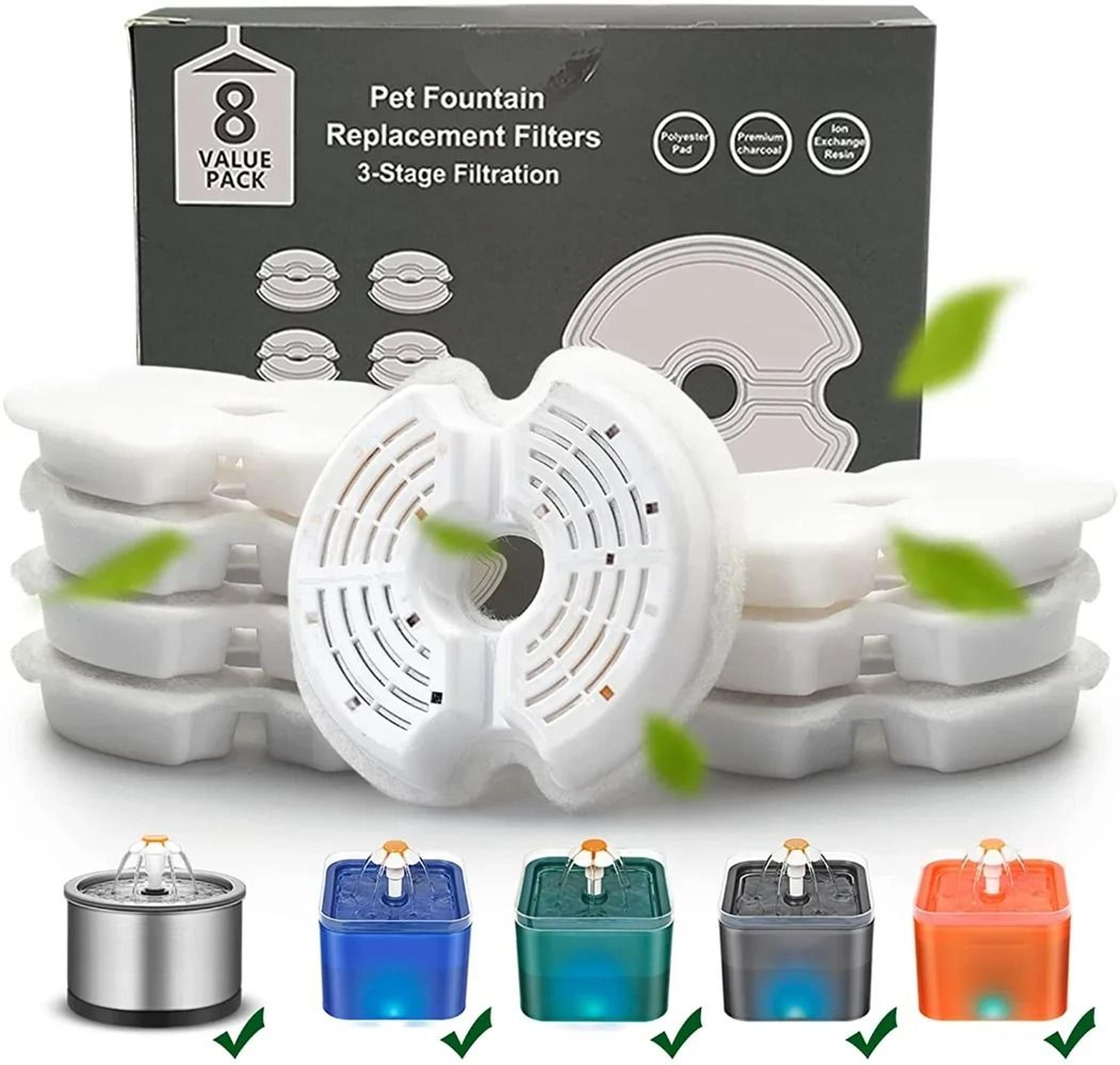 premium carbon replacement filters for 304 stainless steel cat water fountain – 4-pack