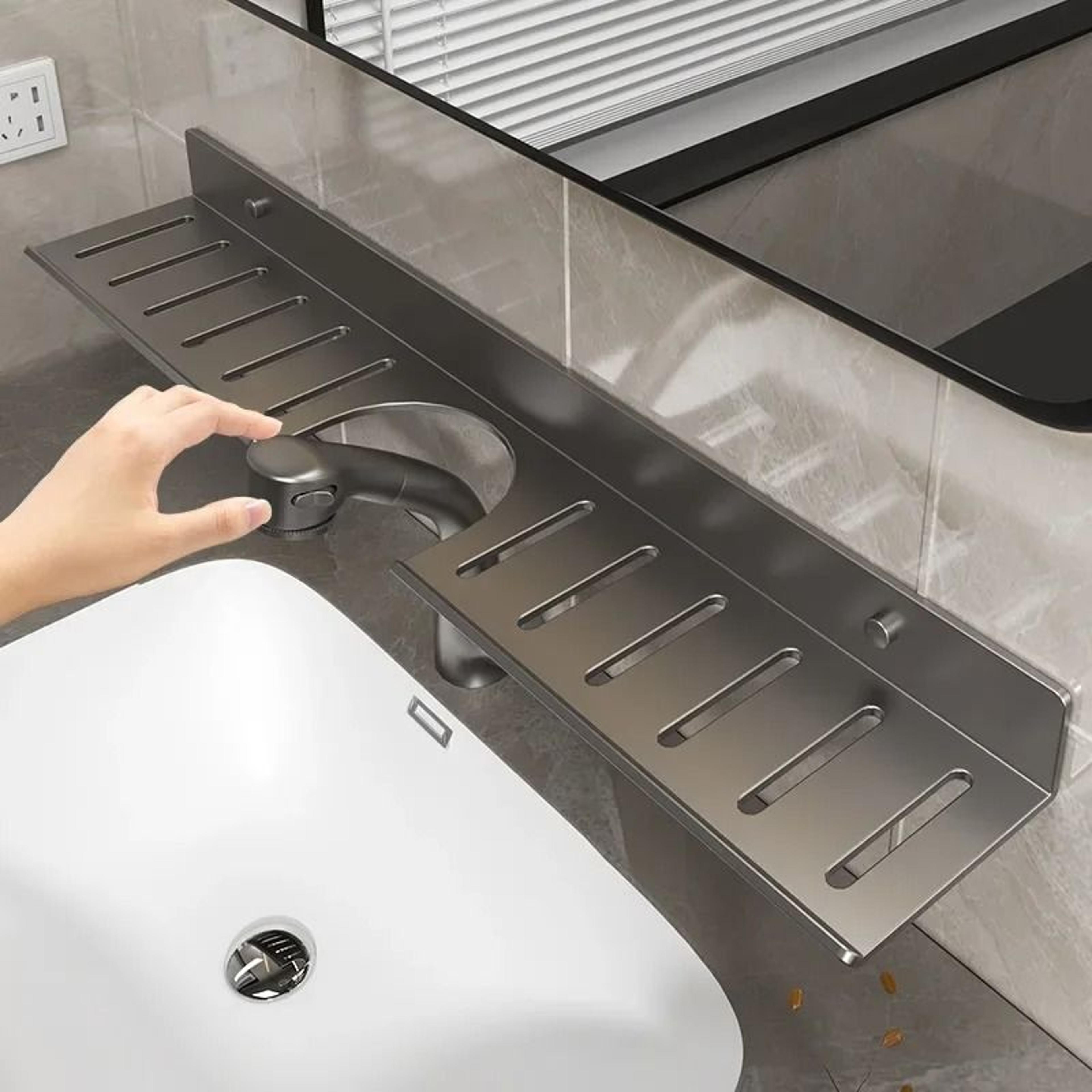 bathroom faucet shelf & vanity mirror storage organizer