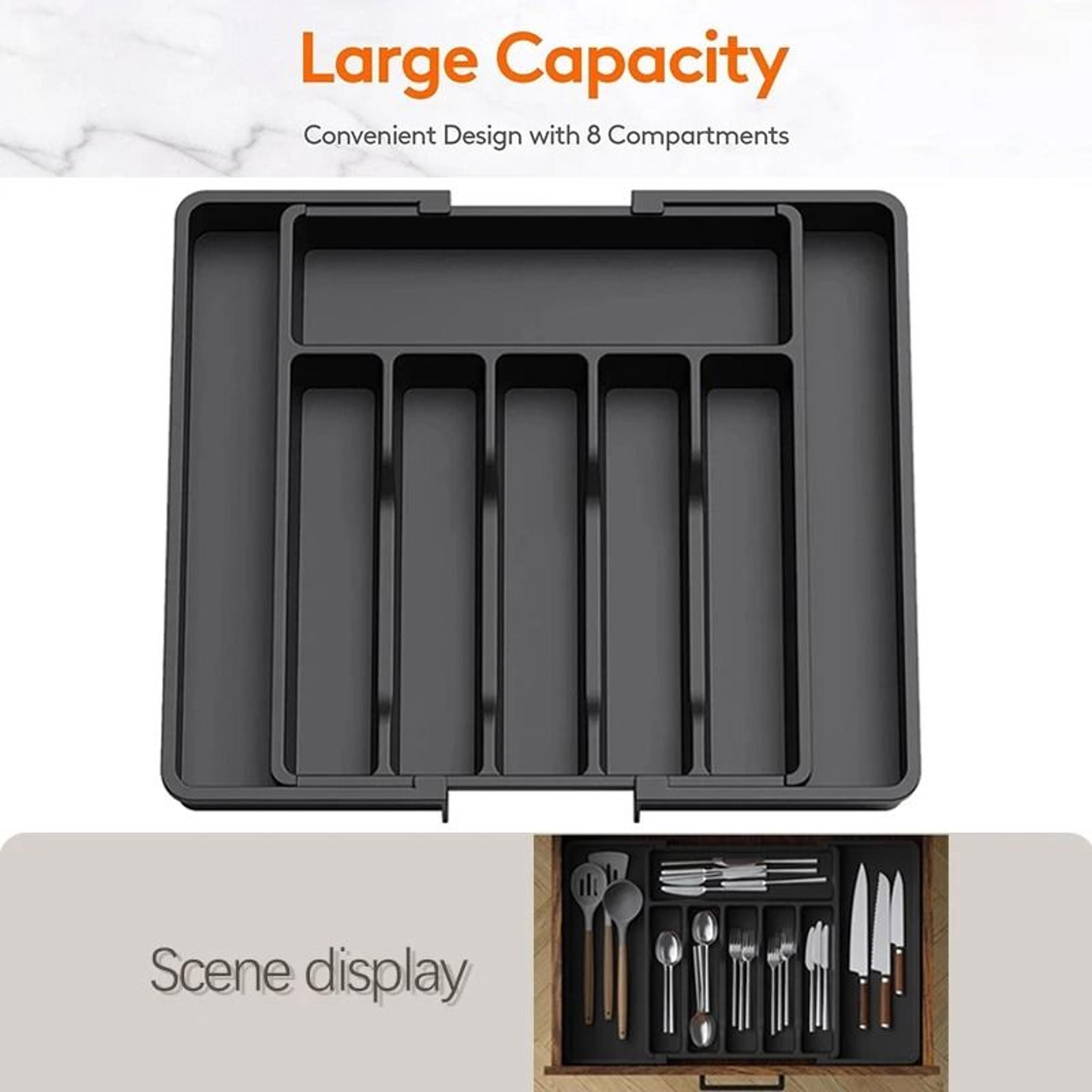 expandable cutlery tray & silverware spoon organizer
