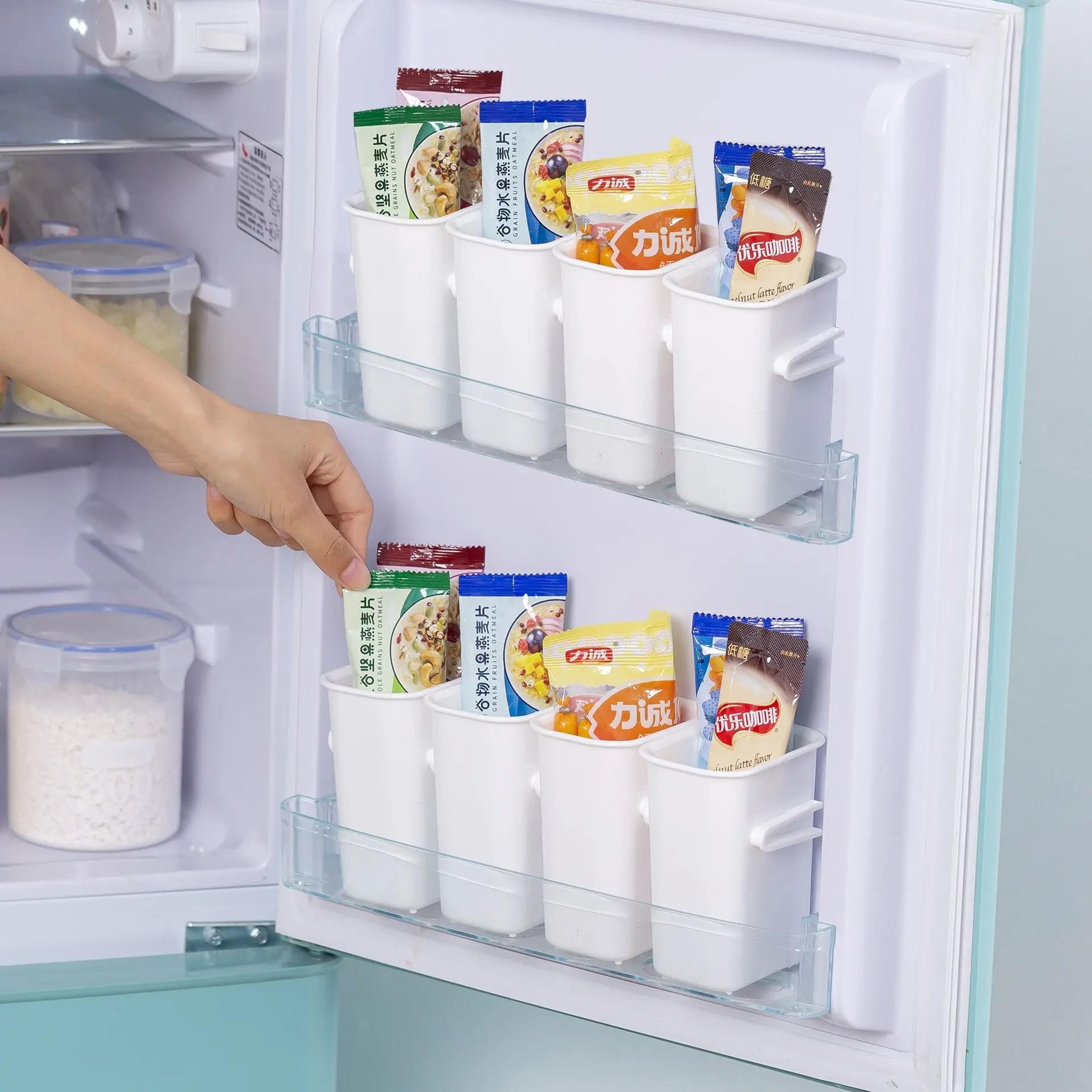 vertical refrigerator side door food classification storage boxes