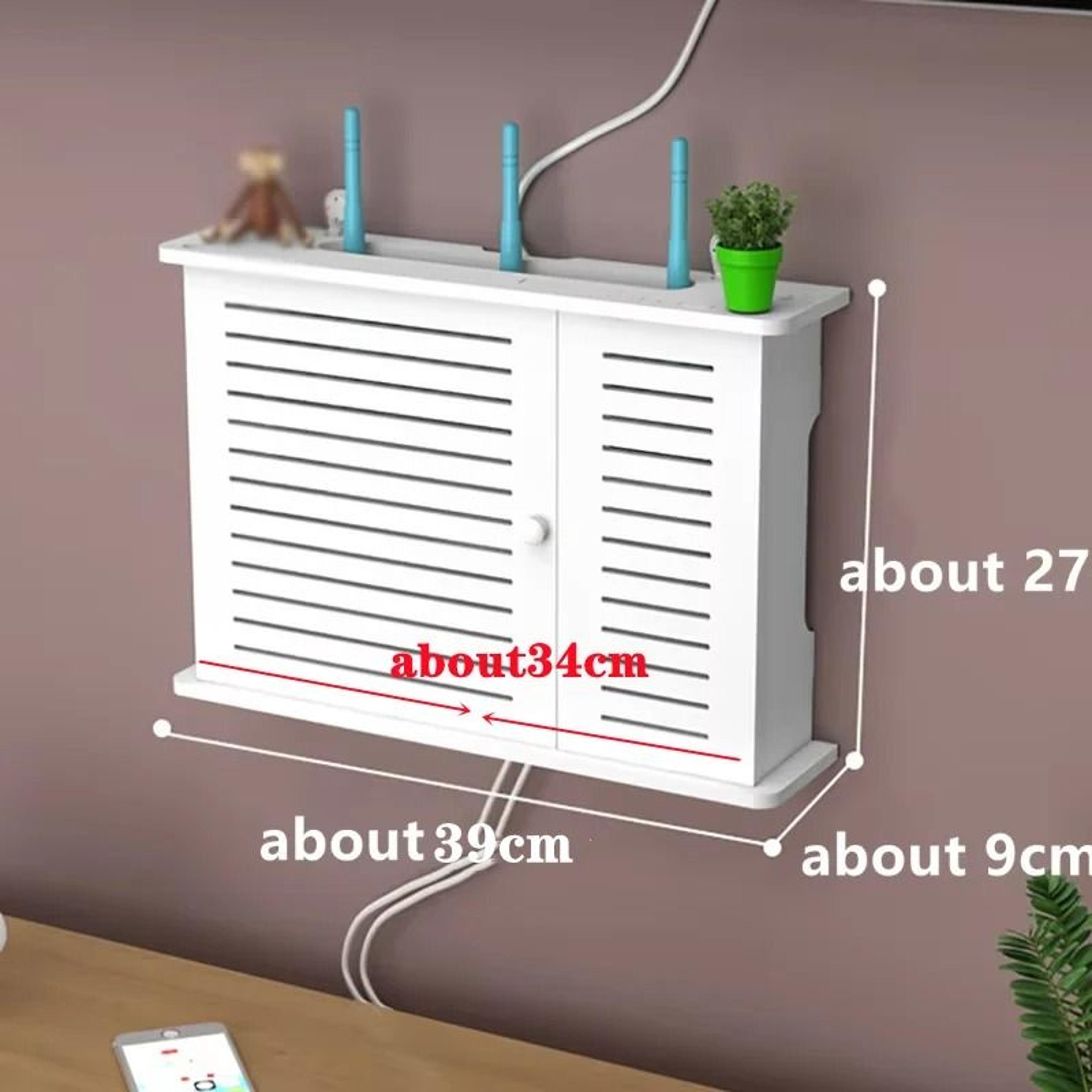 wall-hanging wireless wifi router storage box & power strip cable organizer