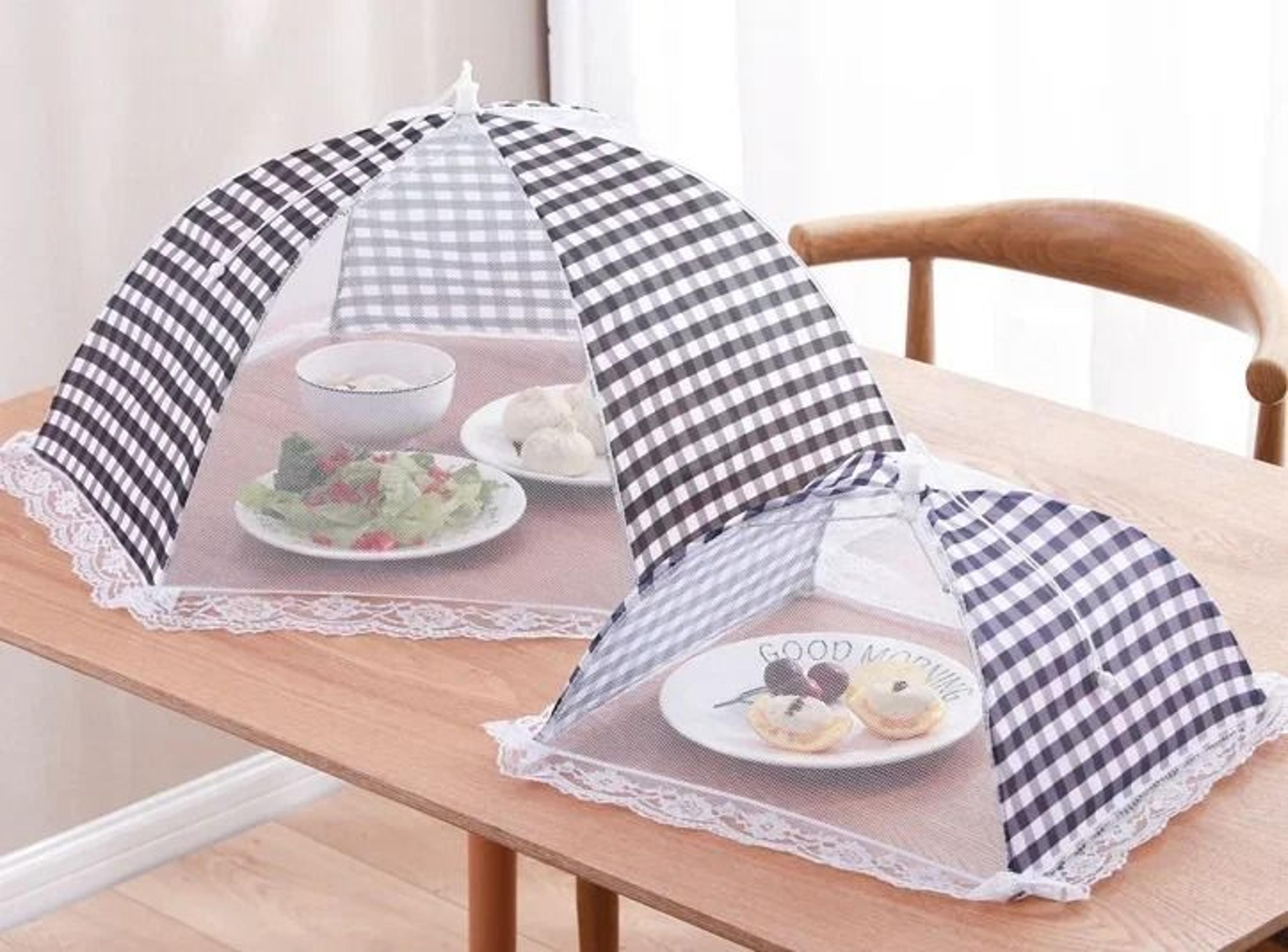 portable umbrella-style food cover & anti-mosquito lace meal net