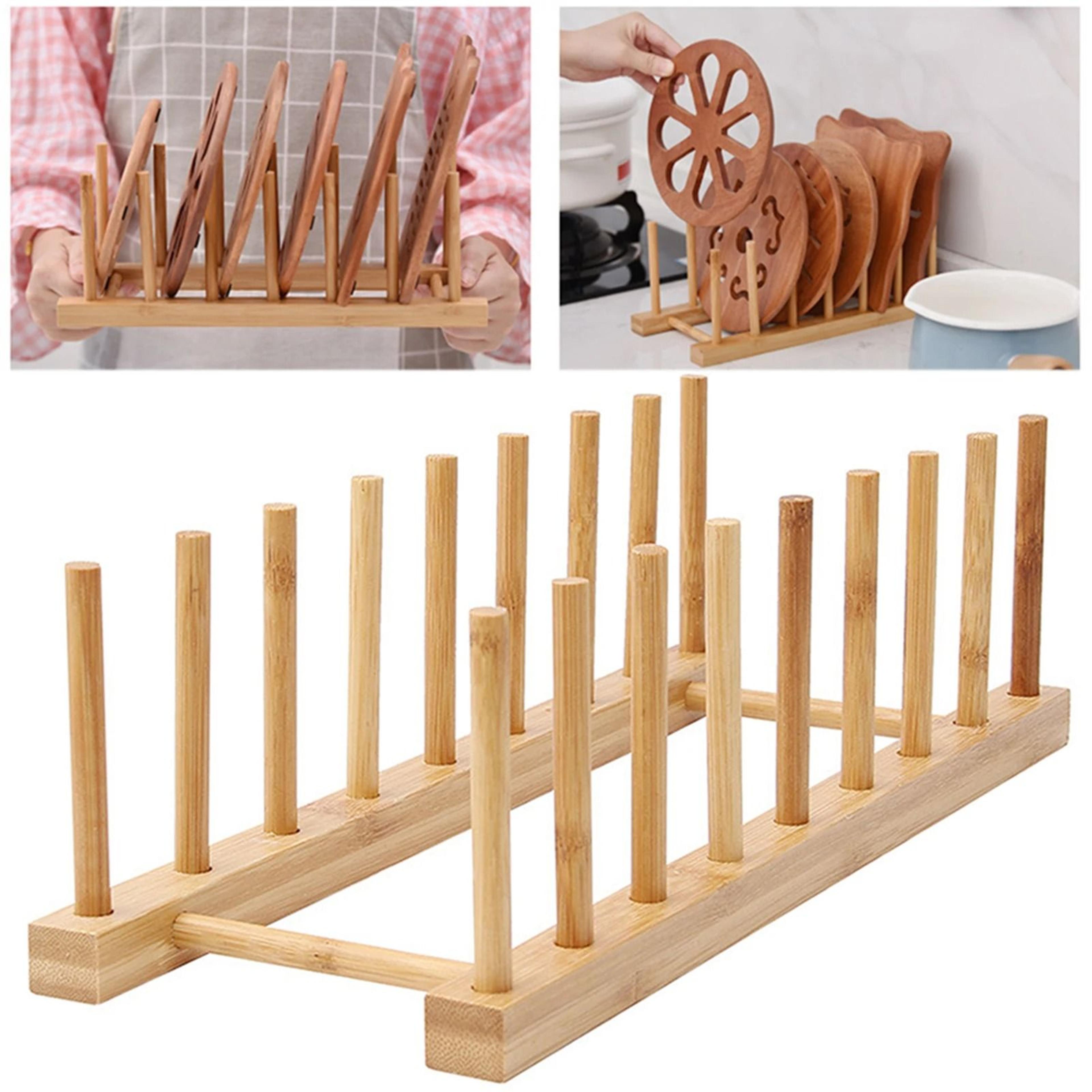 wooden kitchen dish drain rack & desktop book display stand