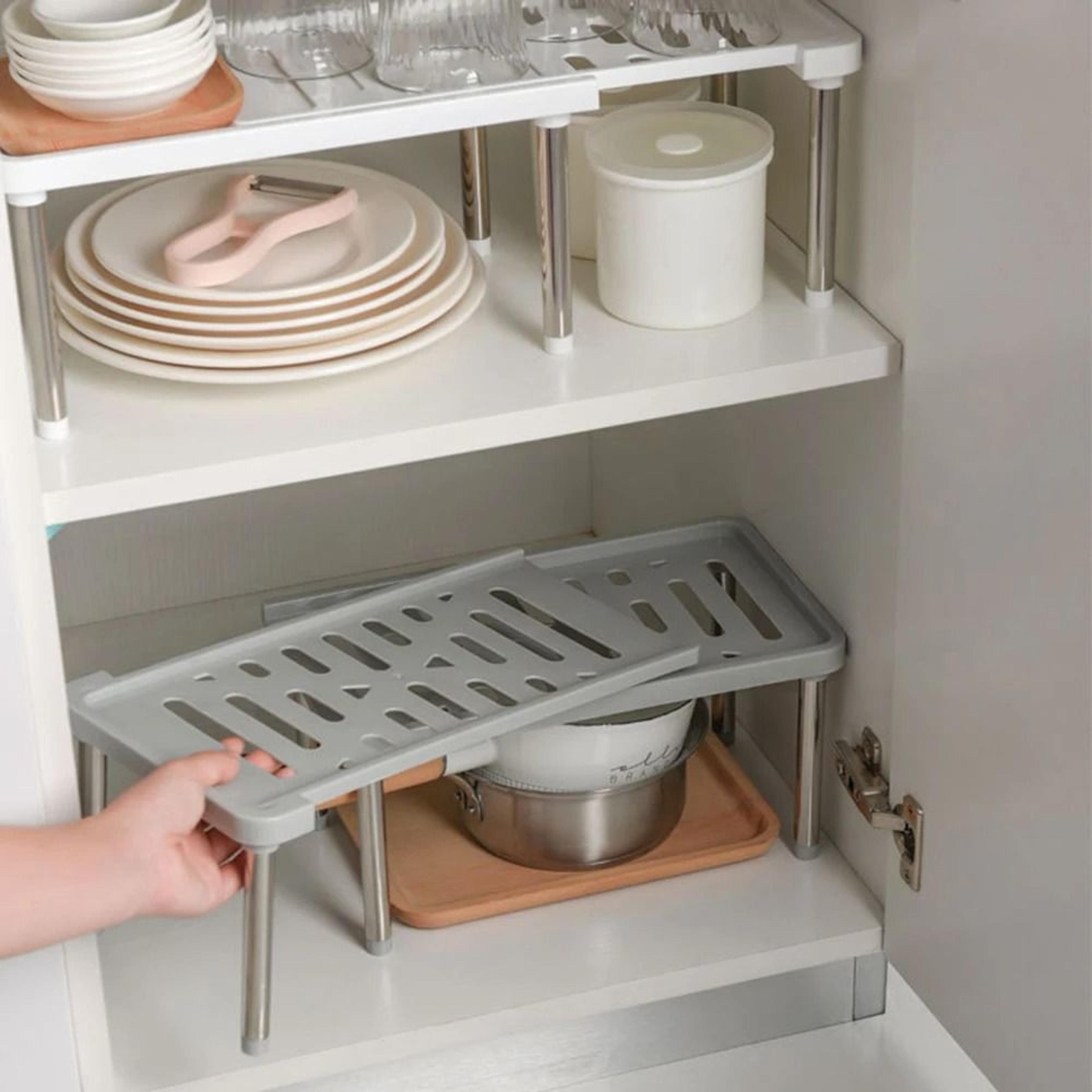 retractable kitchen cabinet storage rack & expandable spice bottle organizer