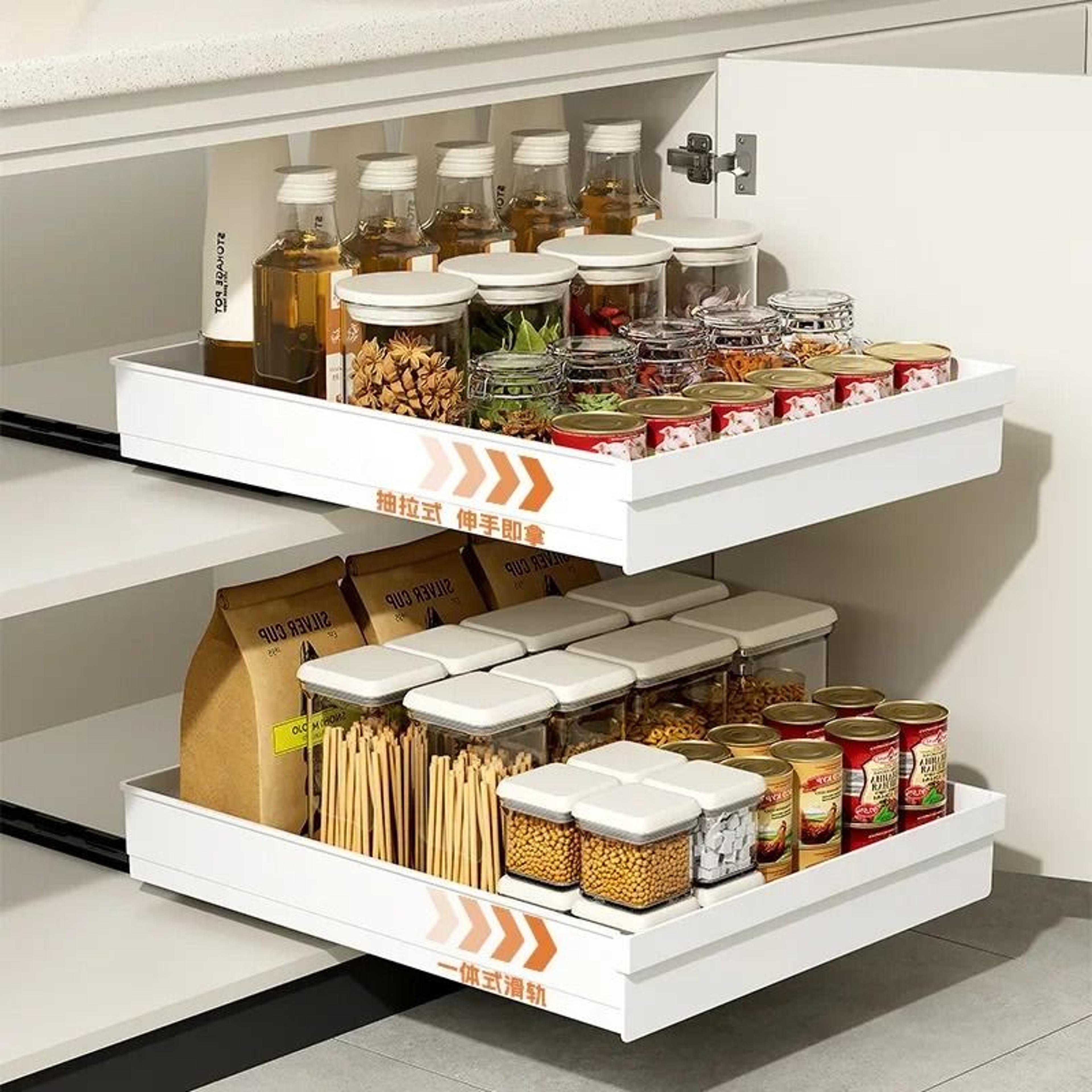 no-drill magic tray heavy-duty slide-out organizer - sliding cabinet & sink drawer