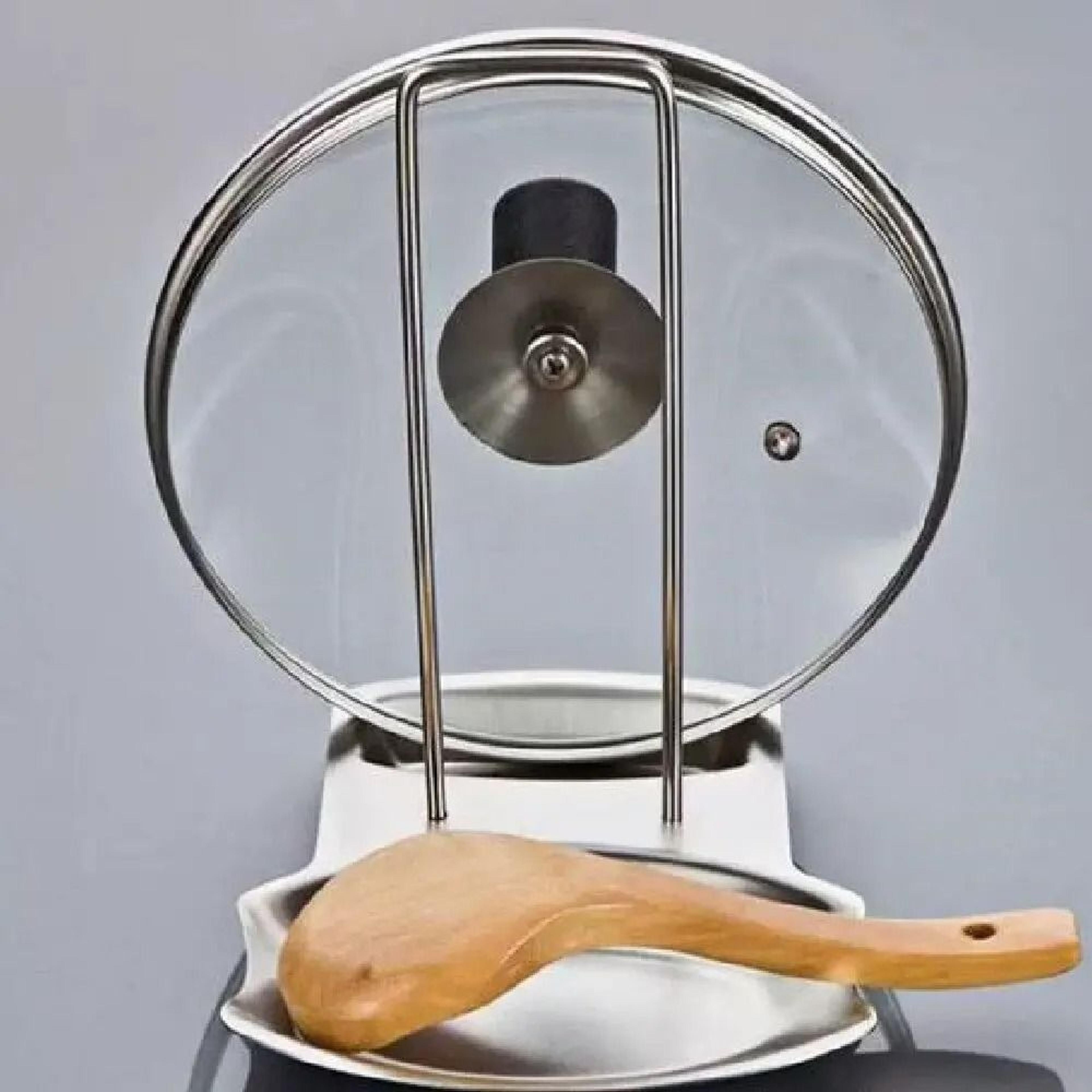 stainless steel pot lid holder & kitchen storage rack - multi-functional countertop organizer