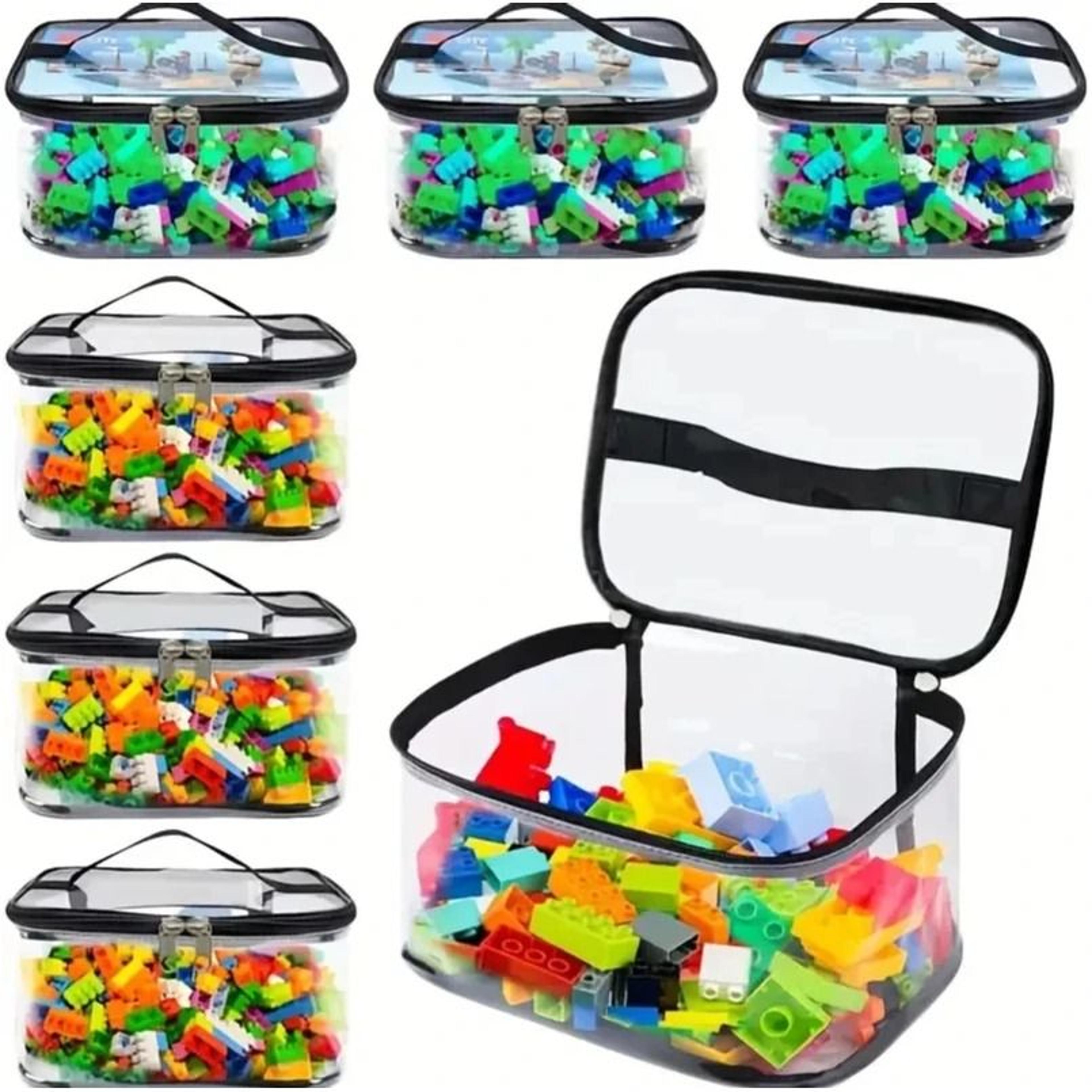 transparent mesh zipper toy storage bag - large capacity puzzle, block & board game organizer