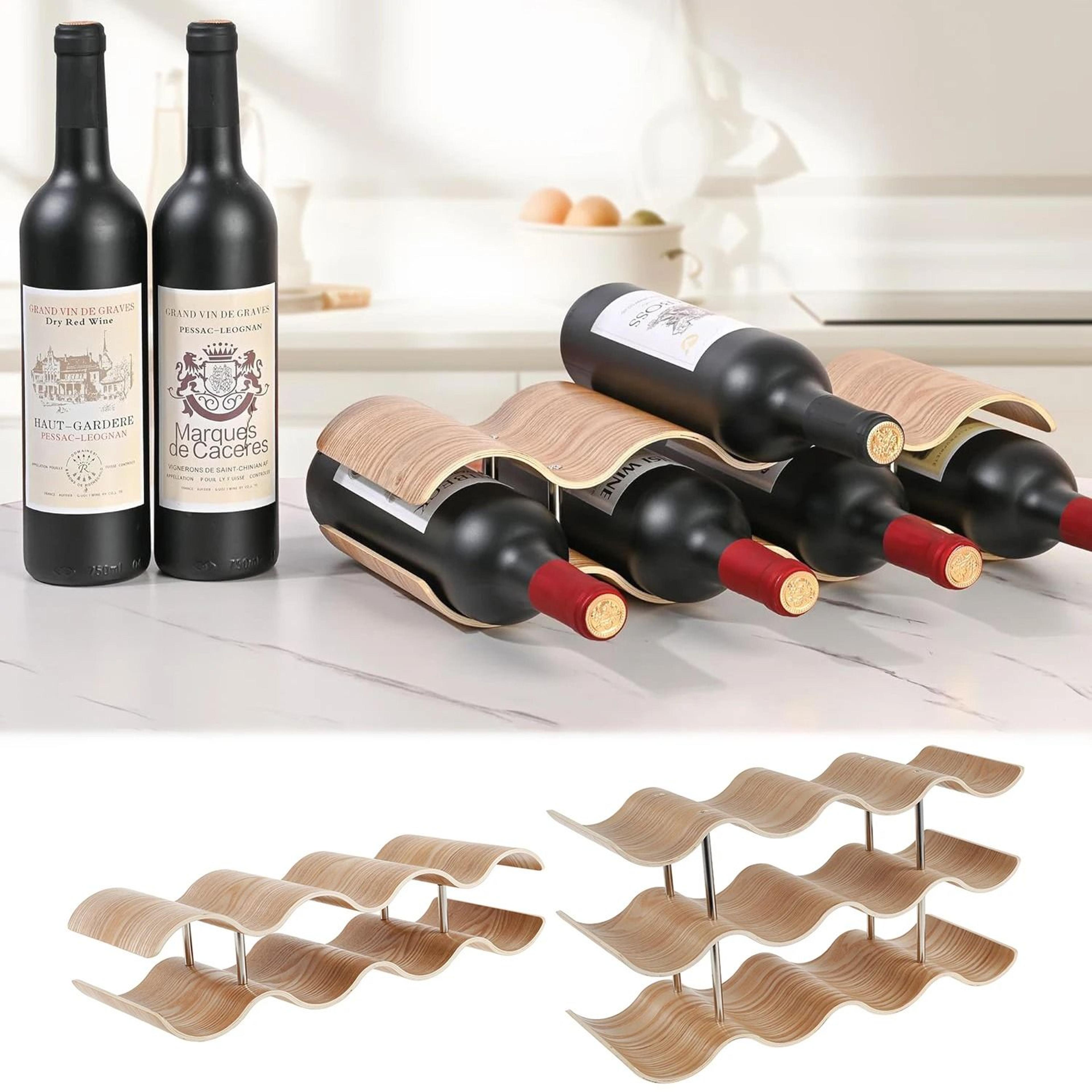 premium wooden wavy wine rack - 2/3-tier countertop wine bottle organizer & display stand