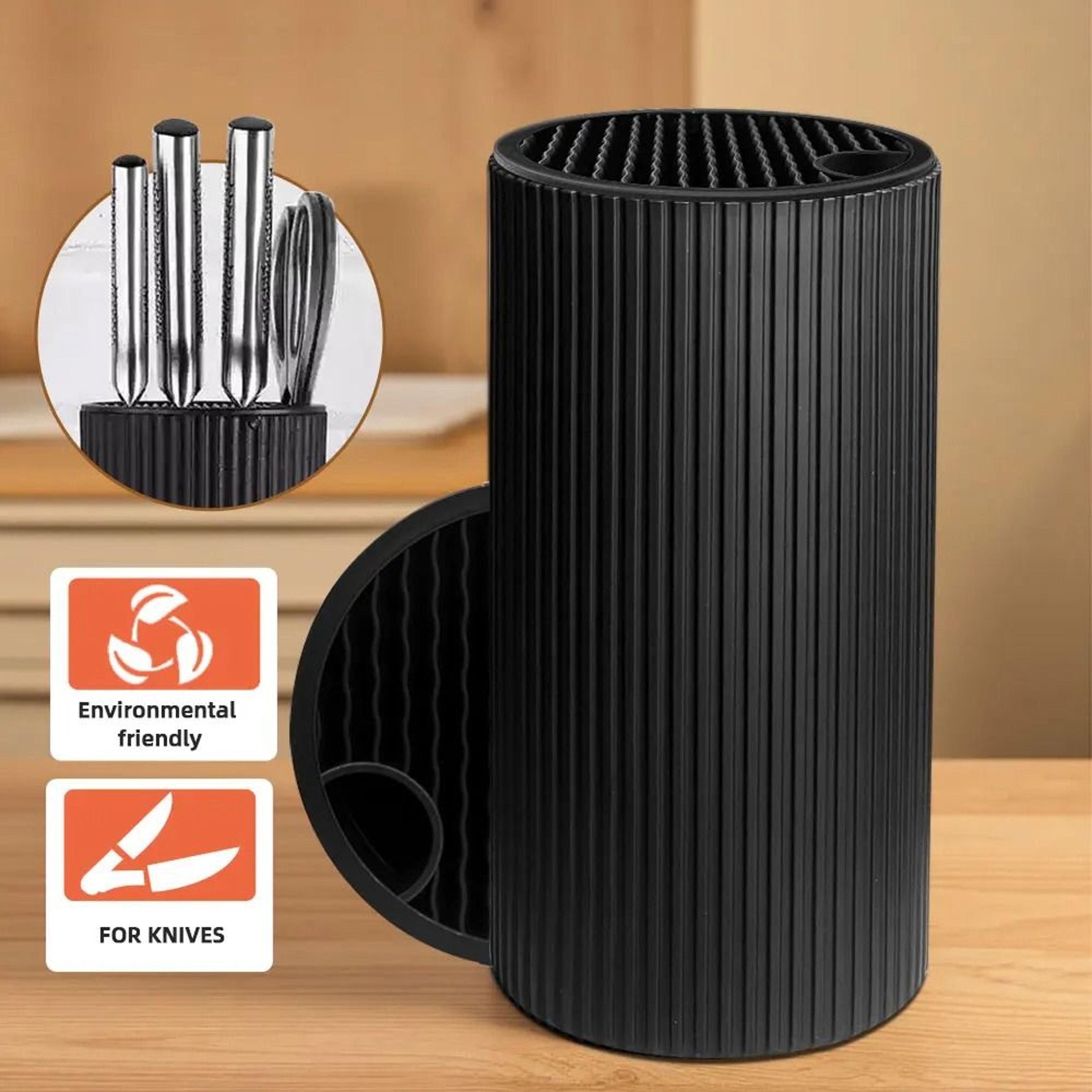 premium 8.8-inch universal kitchen knife holder stand - heavy-duty inserted knife block bucket organizer