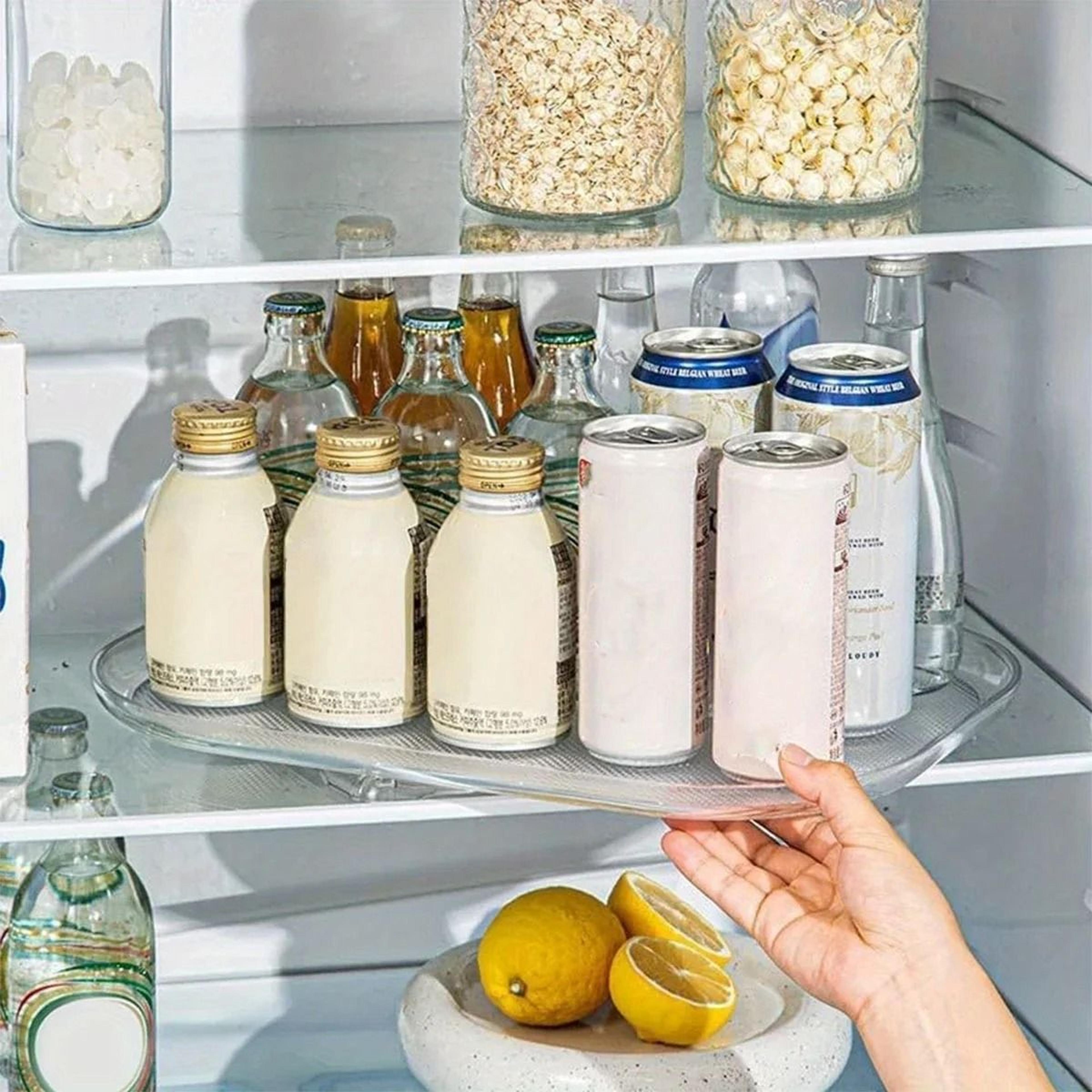 360-degree rotating refrigerator storage tray - premium kitchen spice jar & sundry turntable organizer