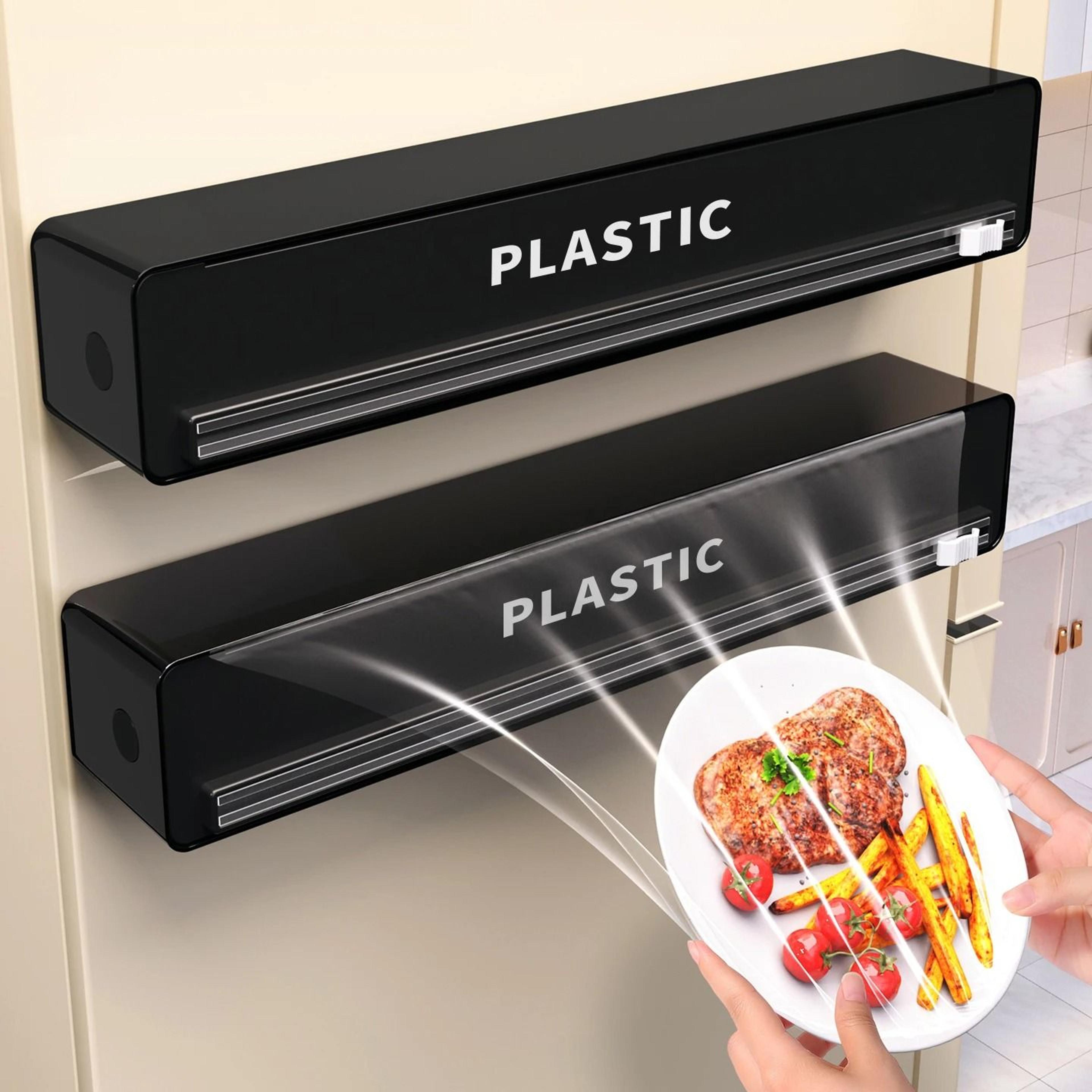 wall-mounted multi-functional cling film cutter - reusable food storage wrap box with two-way sliding blade