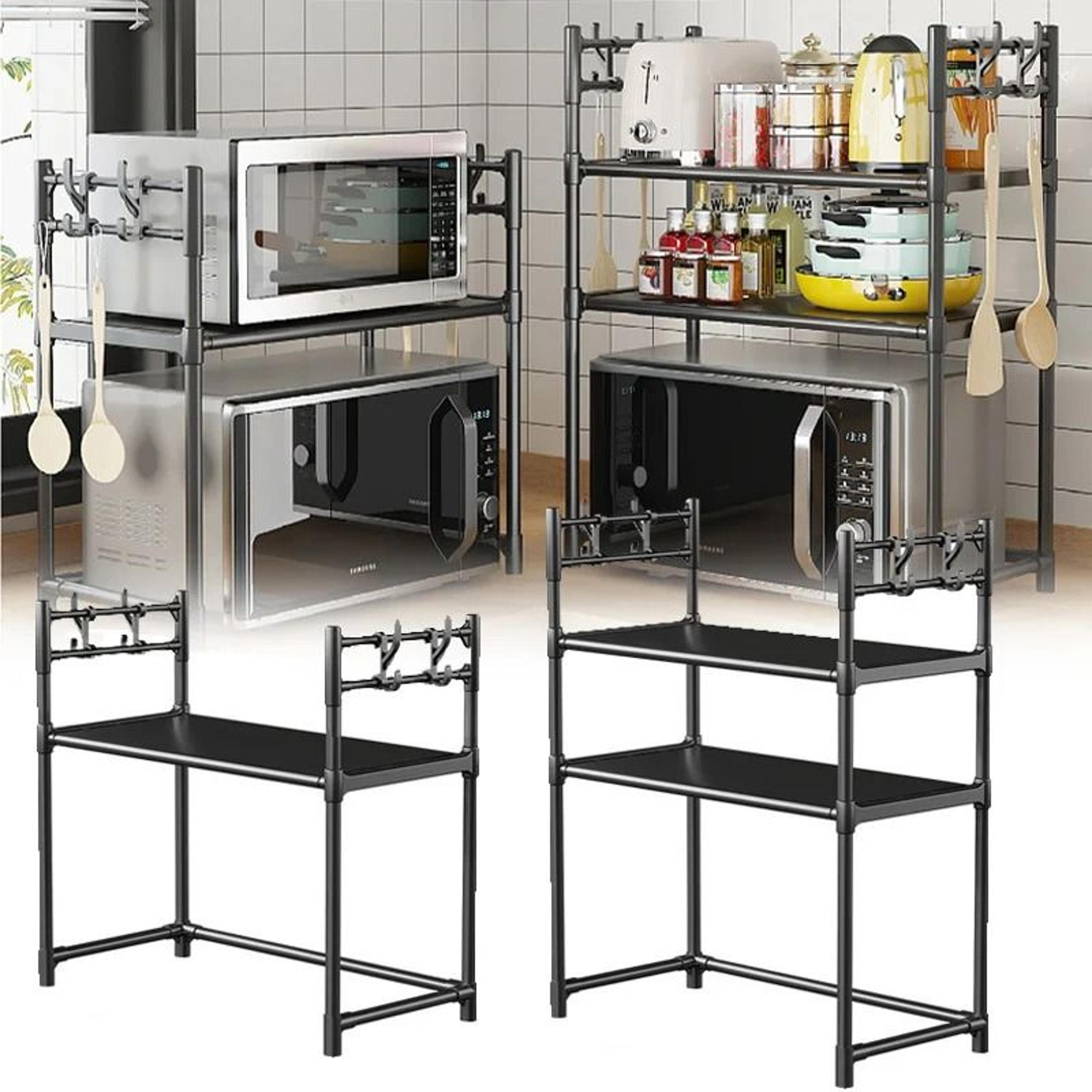 multi-layer countertop microwave rack - premium standing kitchen organizer & seasoning shelf