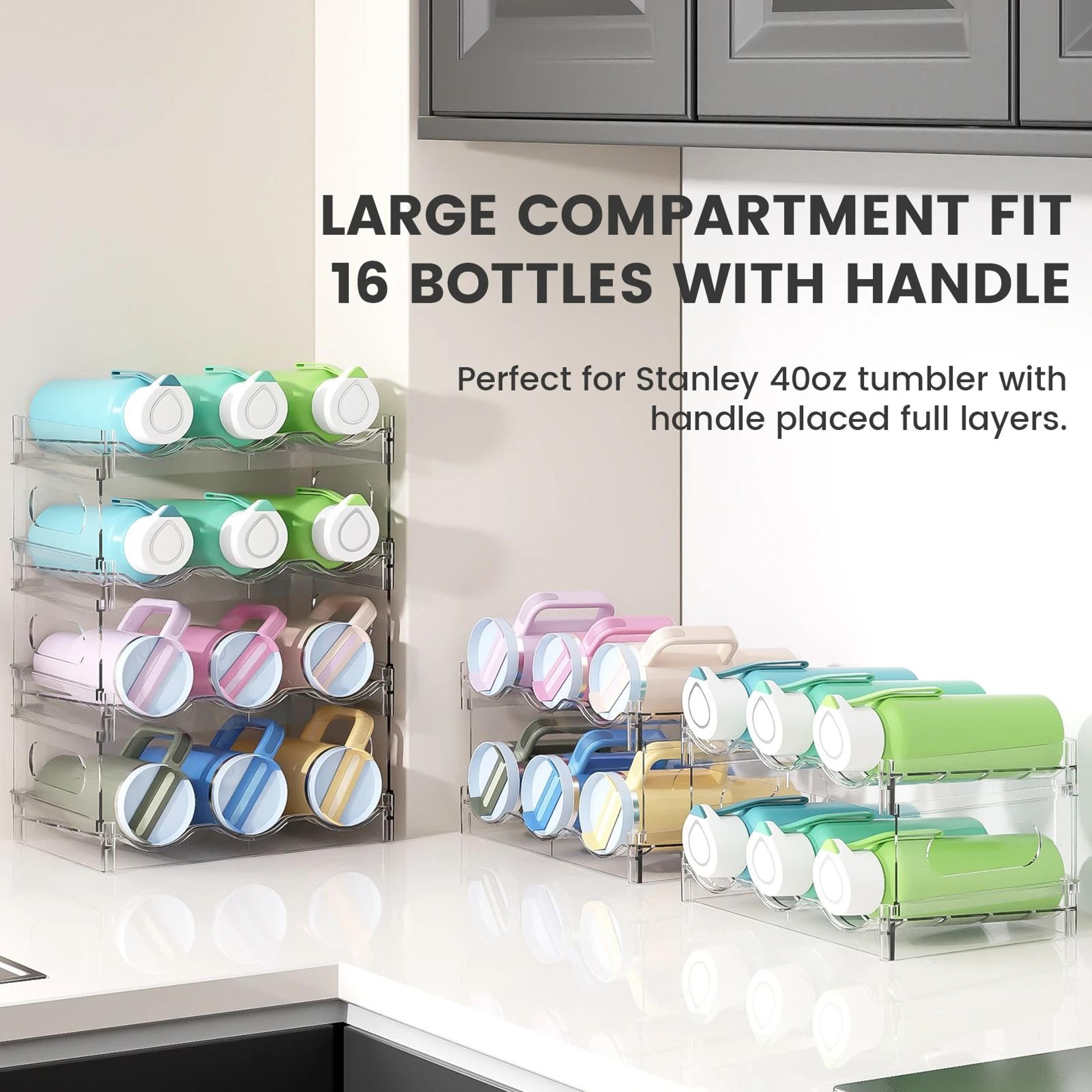 stackable water bottle & wine storage rack - premium multi-tier transparent countertop organizer
