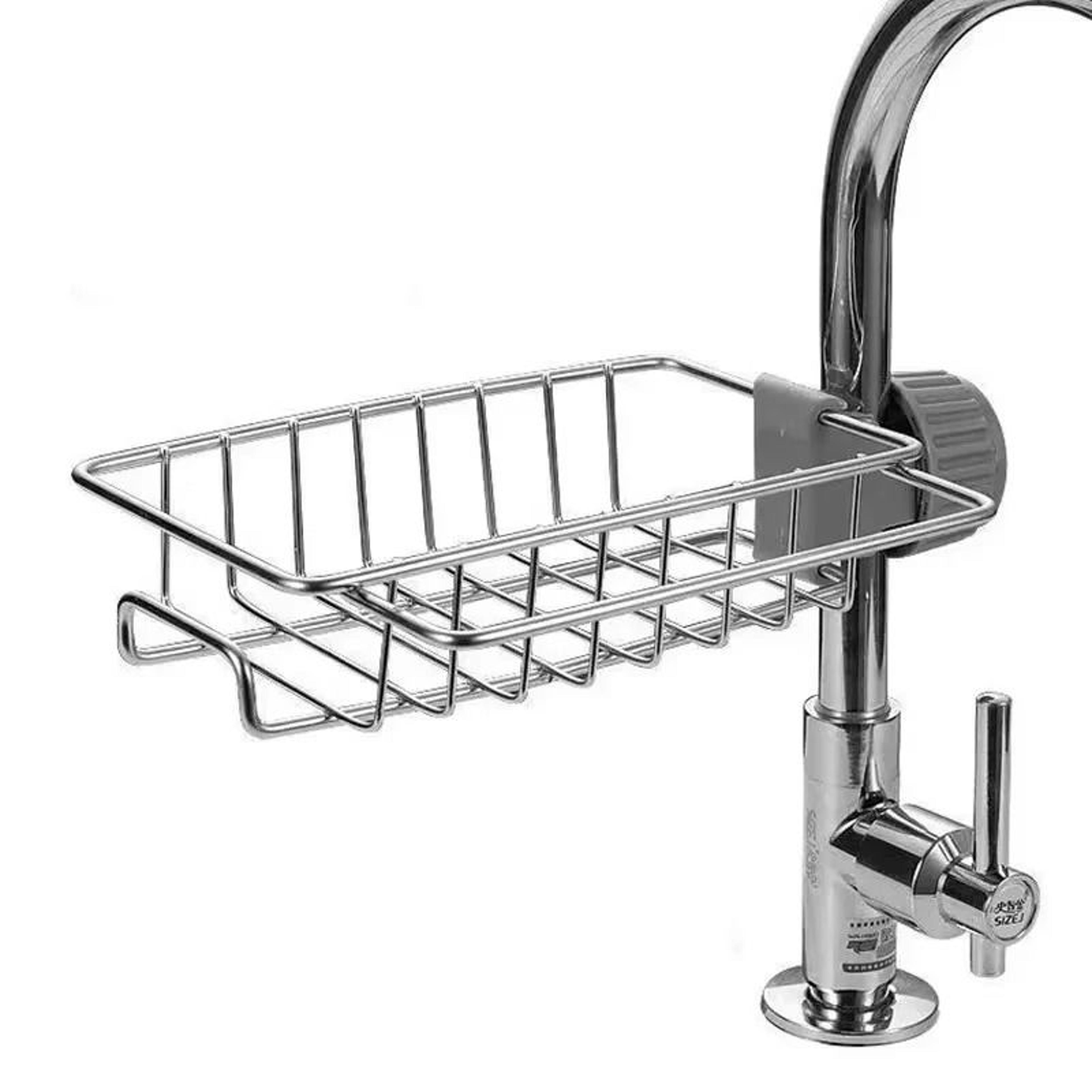 stainless steel faucet sponge holder & sink drainer rack