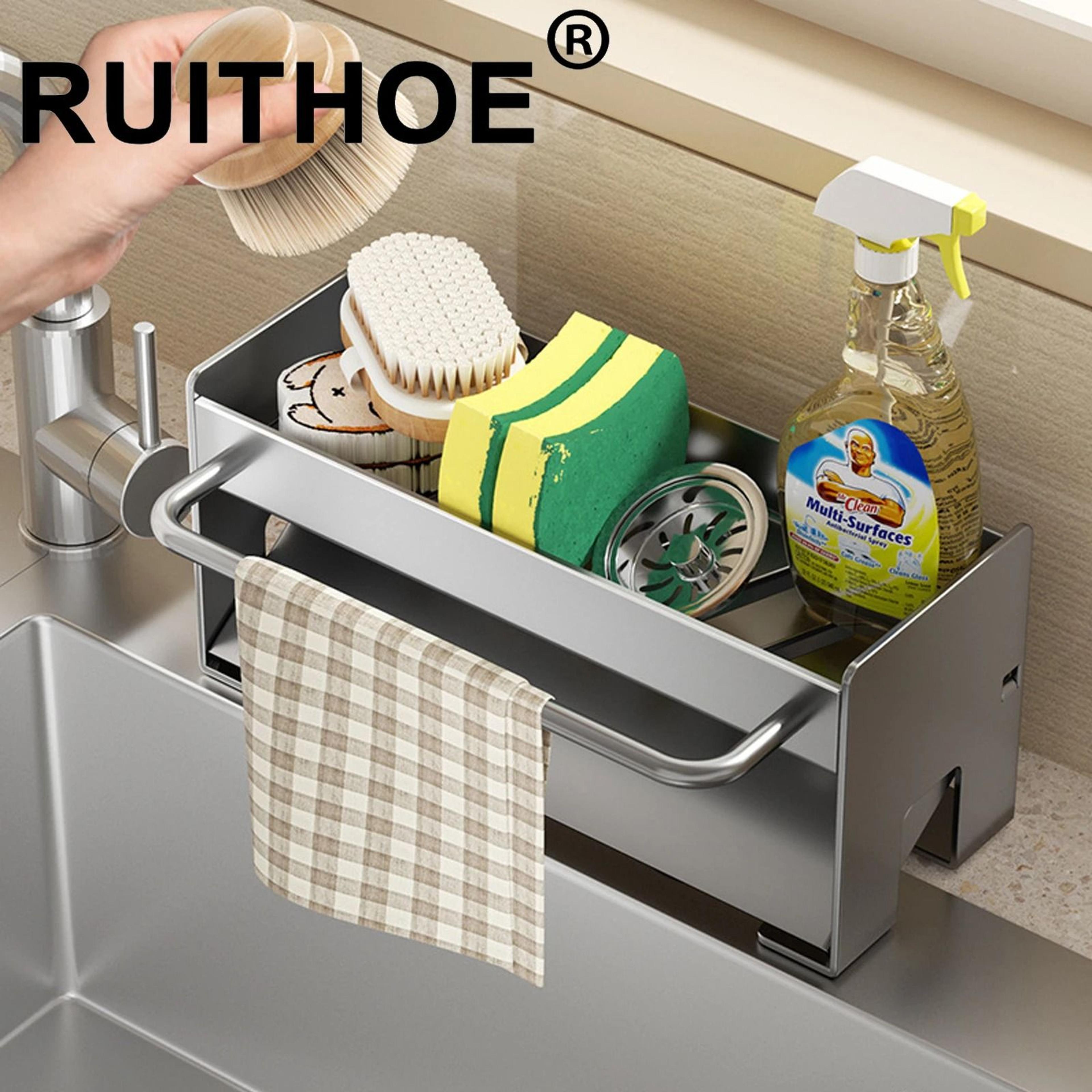 carbon steel kitchen sink sponge holder & organizer rack