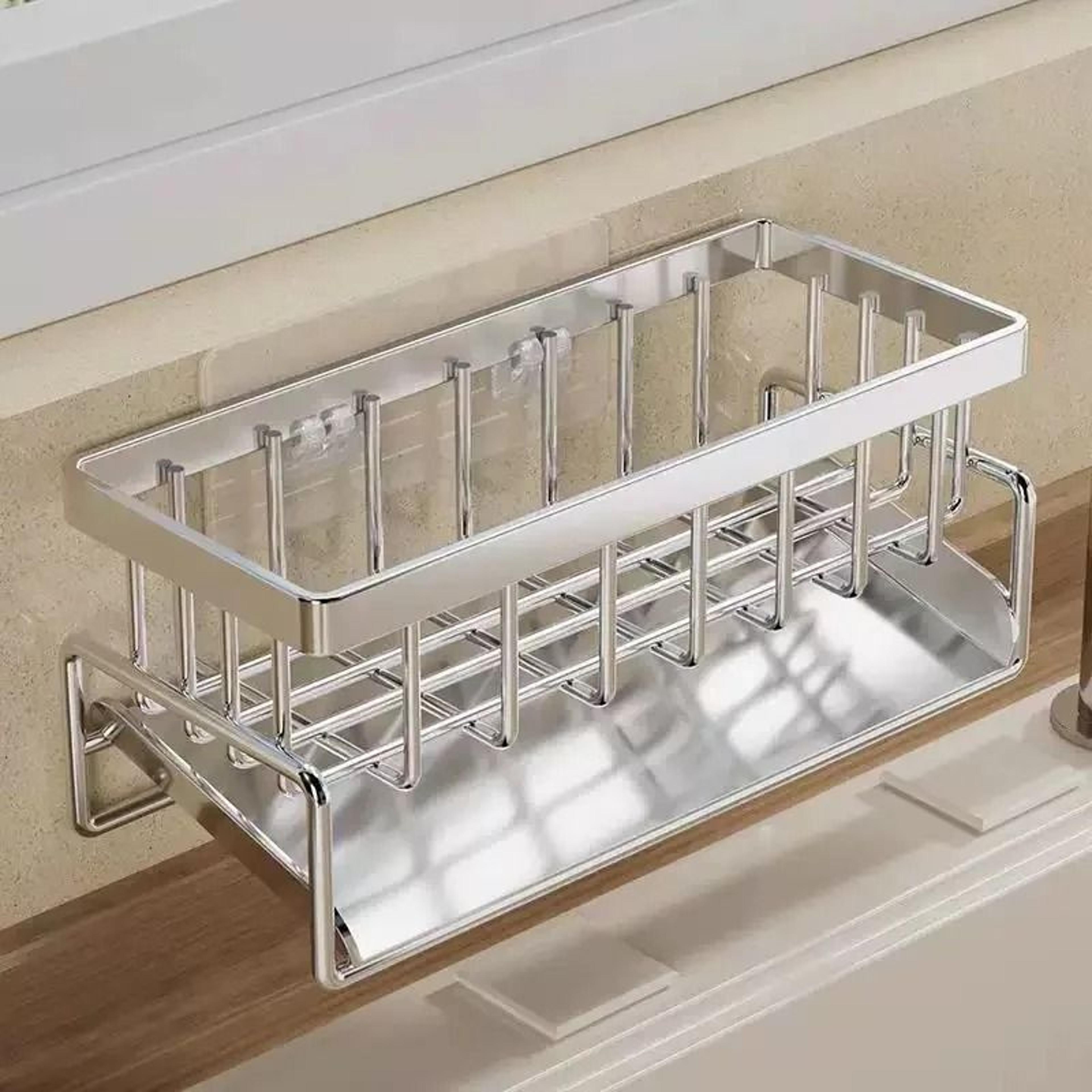 stainless steel kitchen sink sponge holder & organizer rack