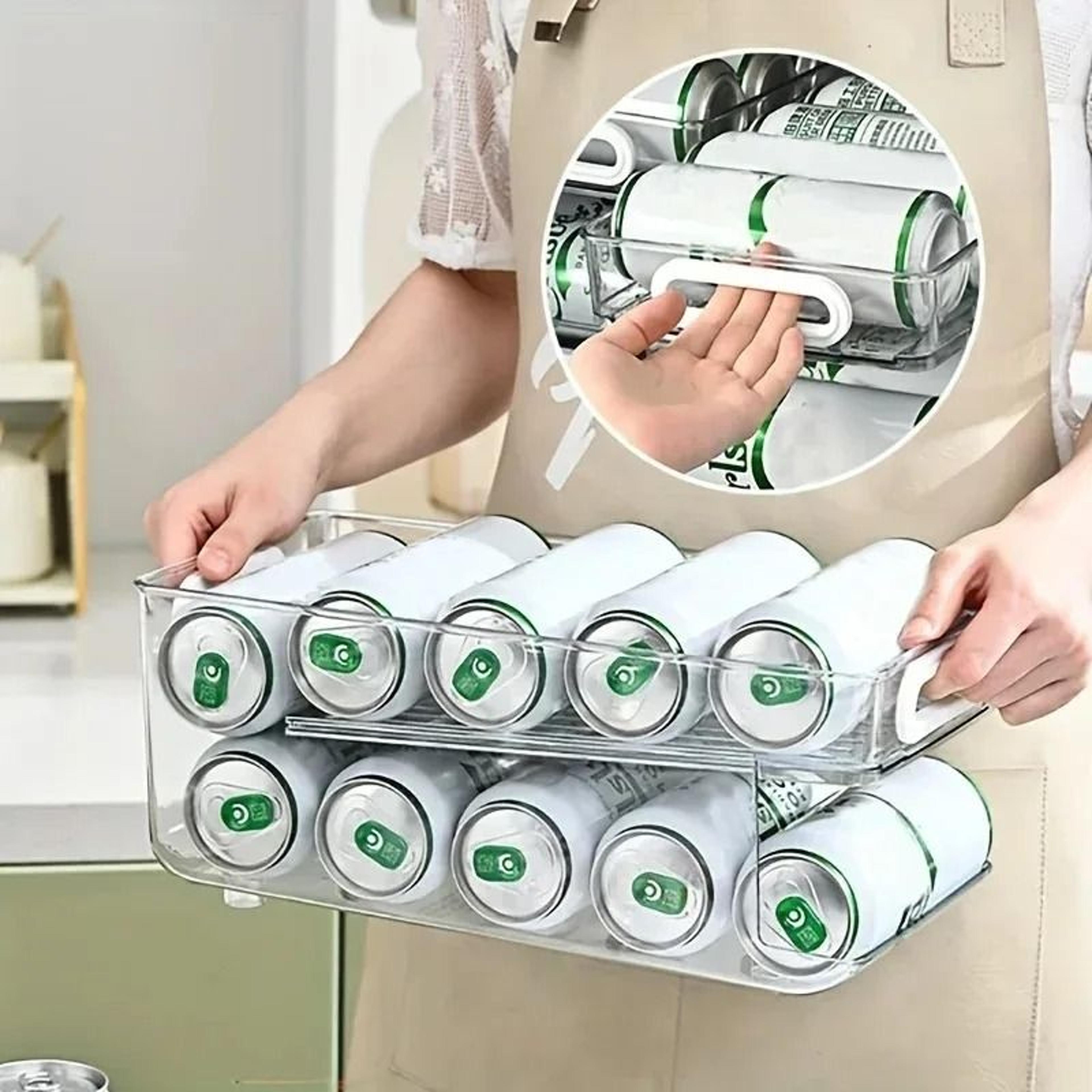 stackable multi-tier soda can dispenser & drink organizer bins