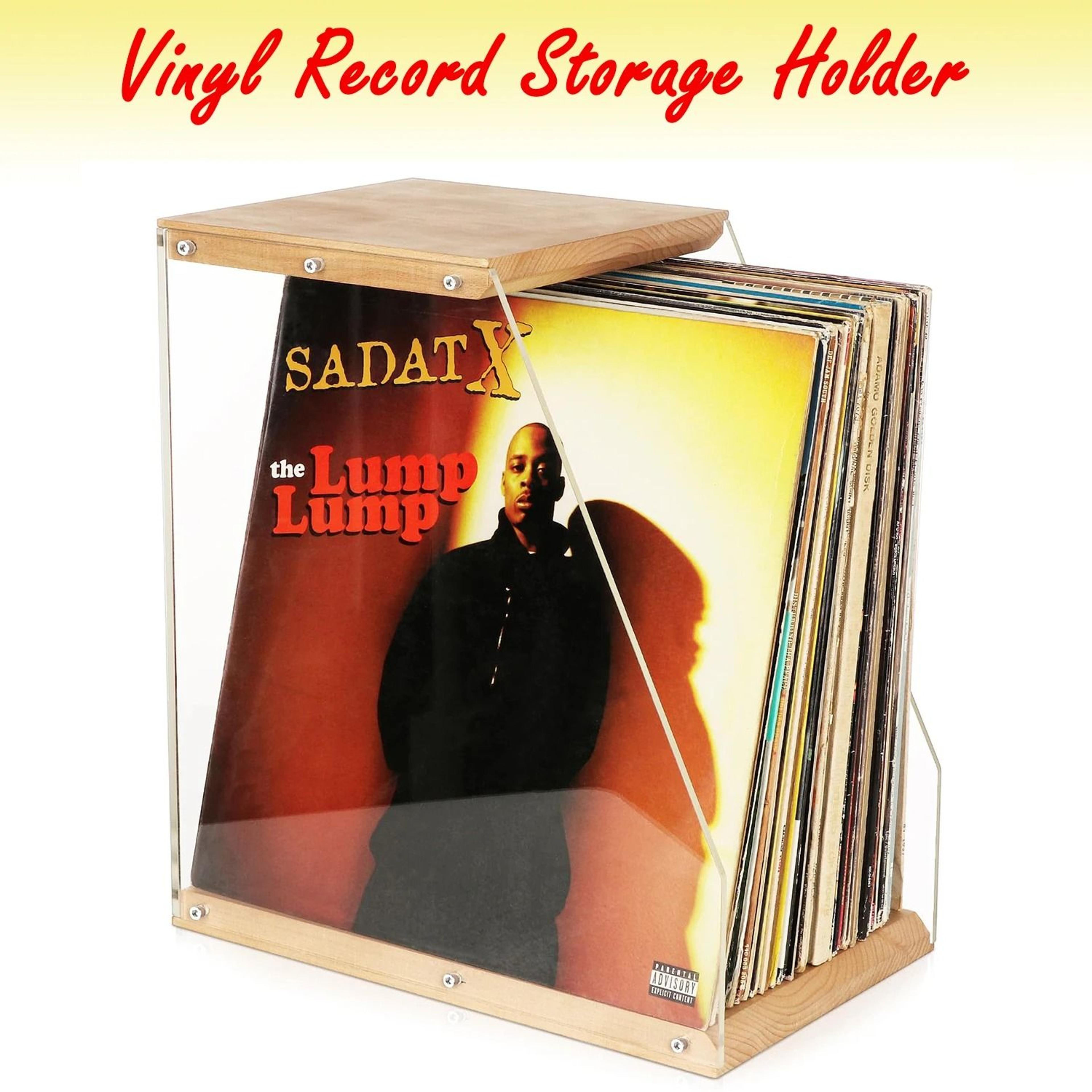 premium desktop acrylic & wood vinyl record crate holder