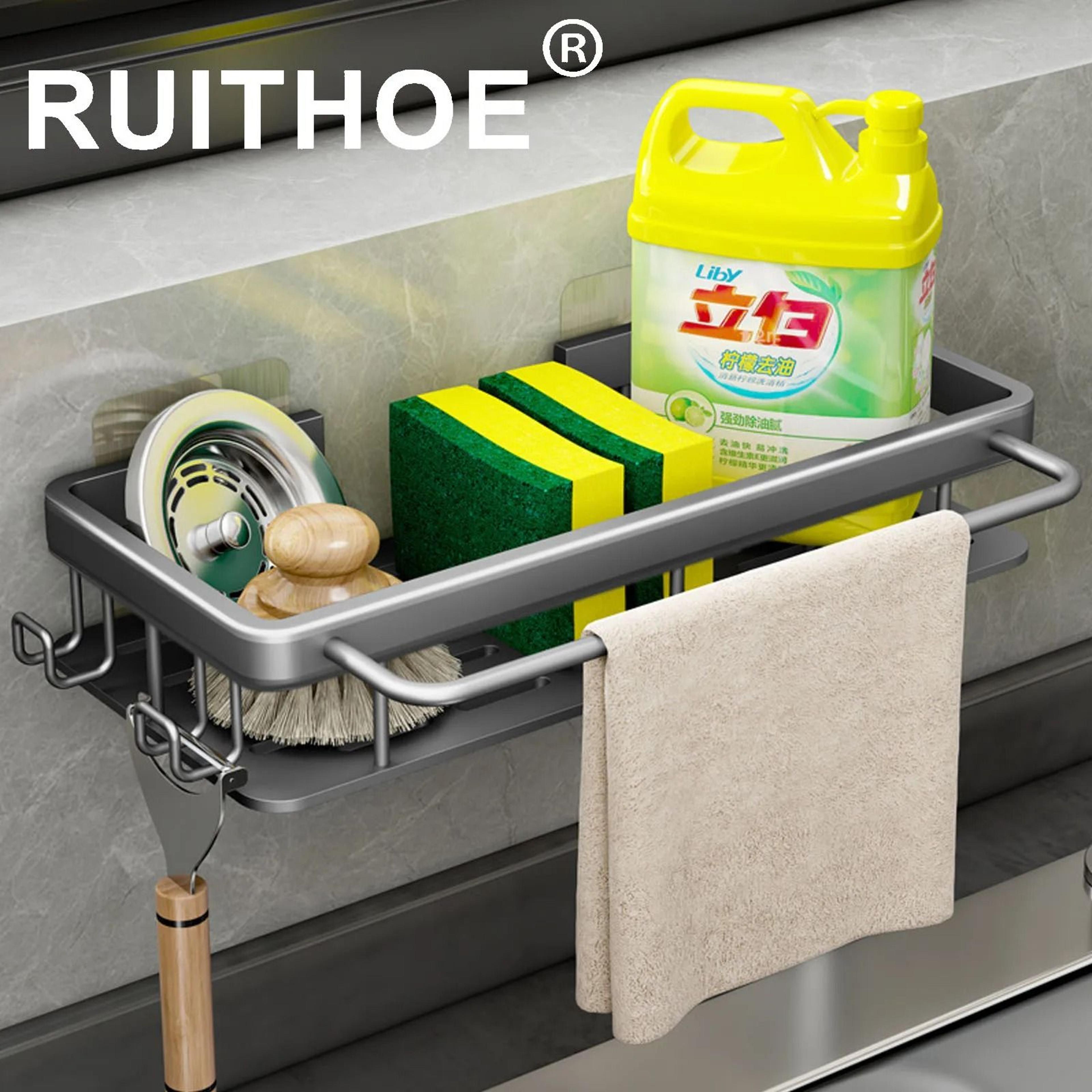 wall storage suspended kitchen sink drainer sponge holder & soap rack