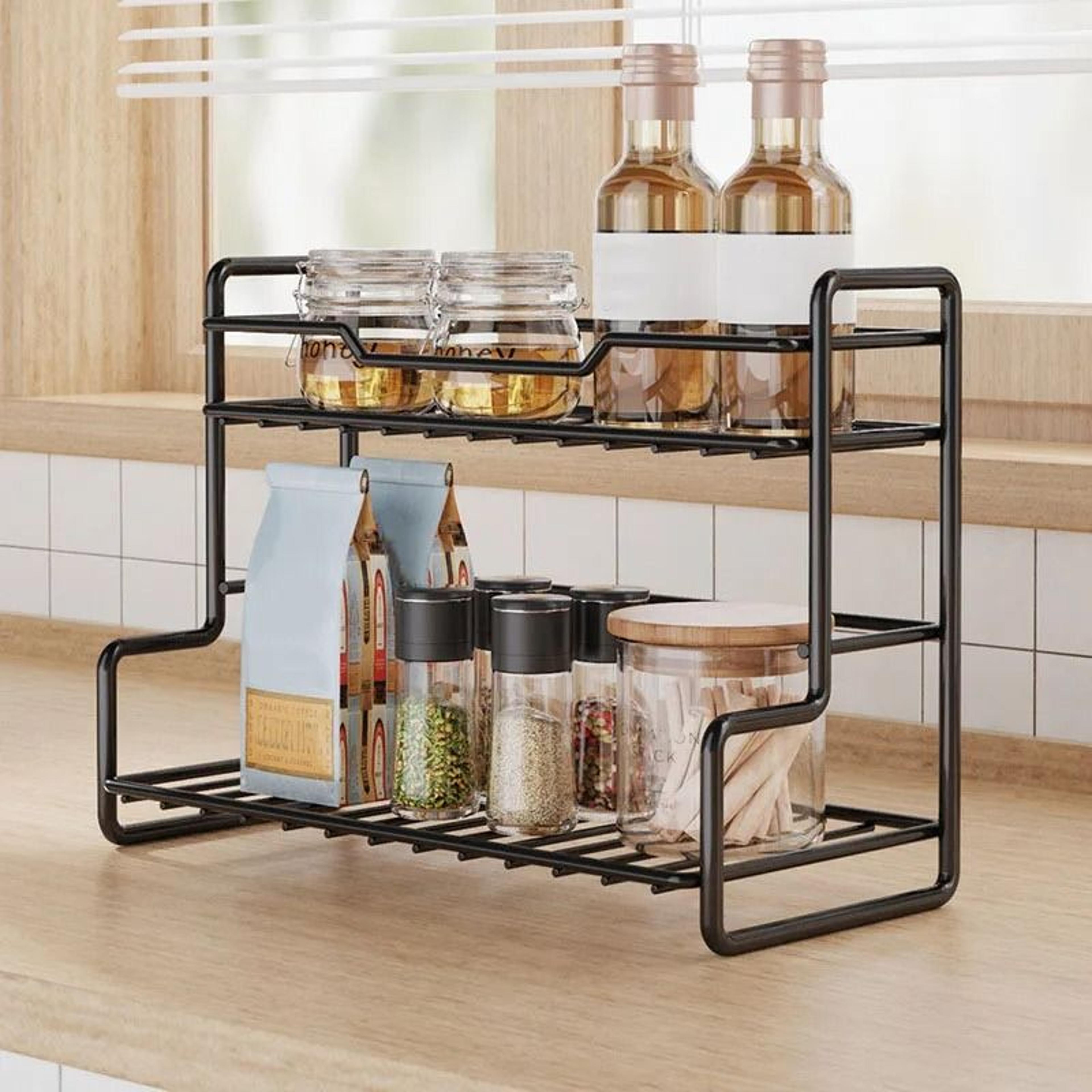 stainless steel storage rack no-drilling multifunctional organizer shelf