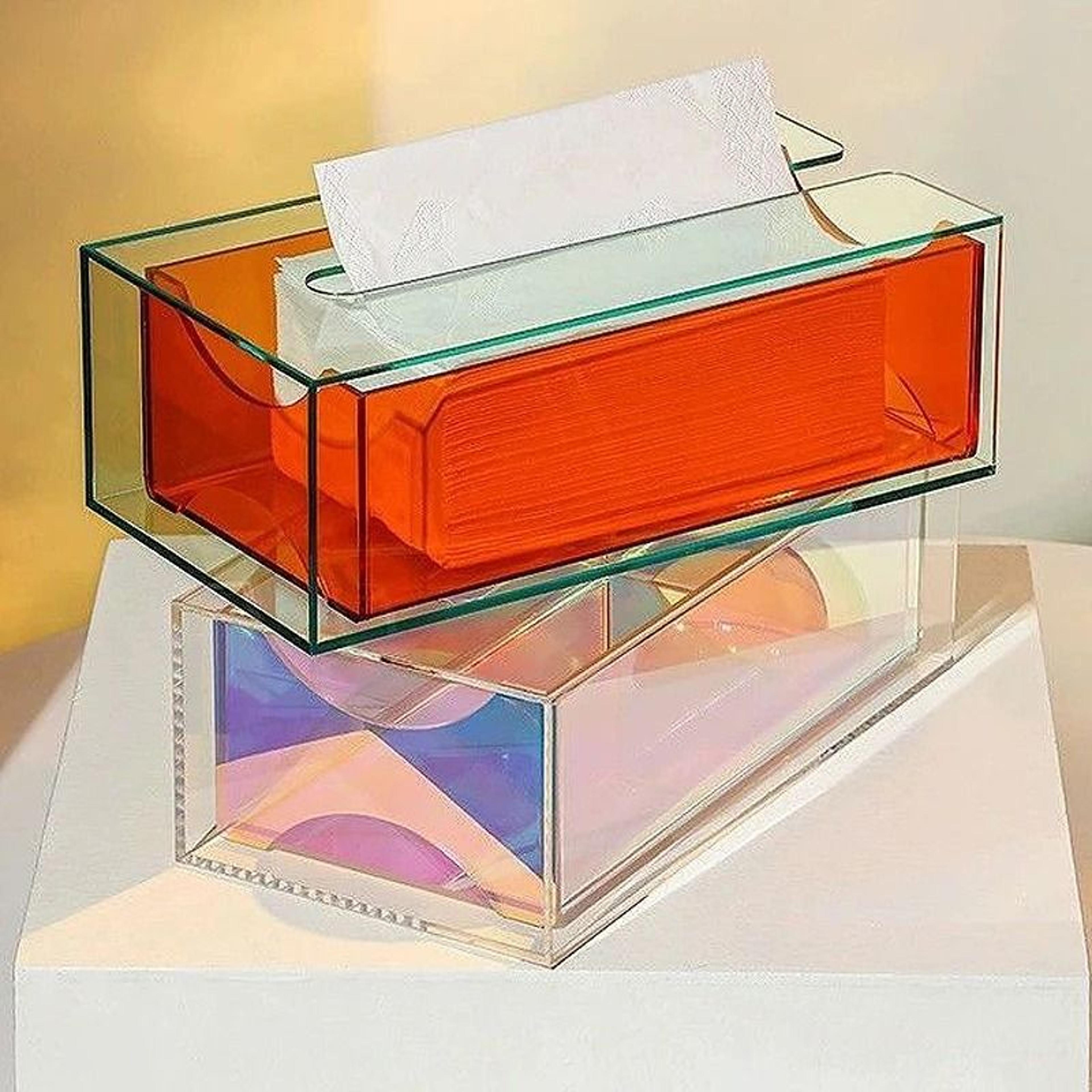 luxury acrylic rainbow tissue box - transparent ins-style desktop napkin holder