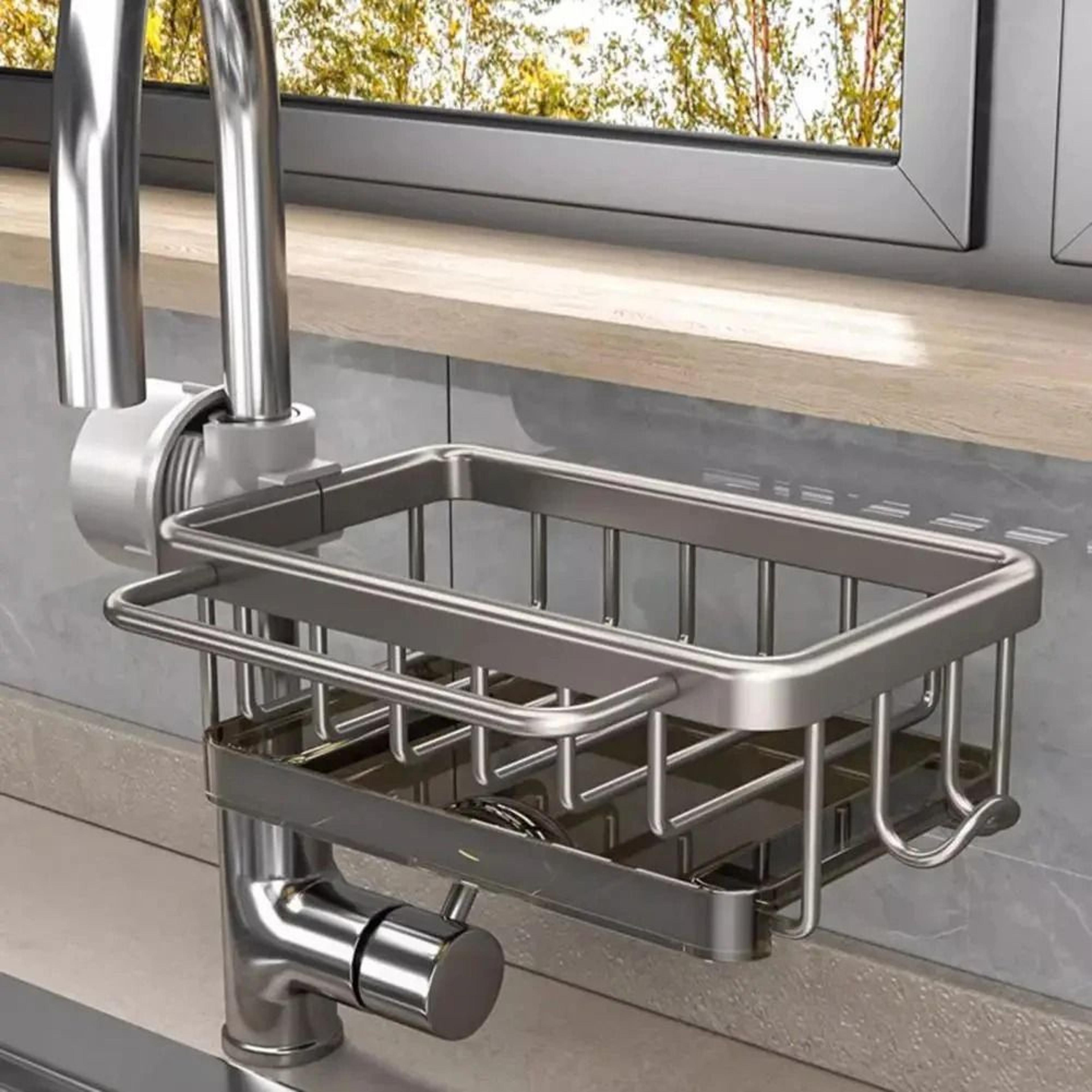 kitchen sink faucet storage rack & household drain basket organizer