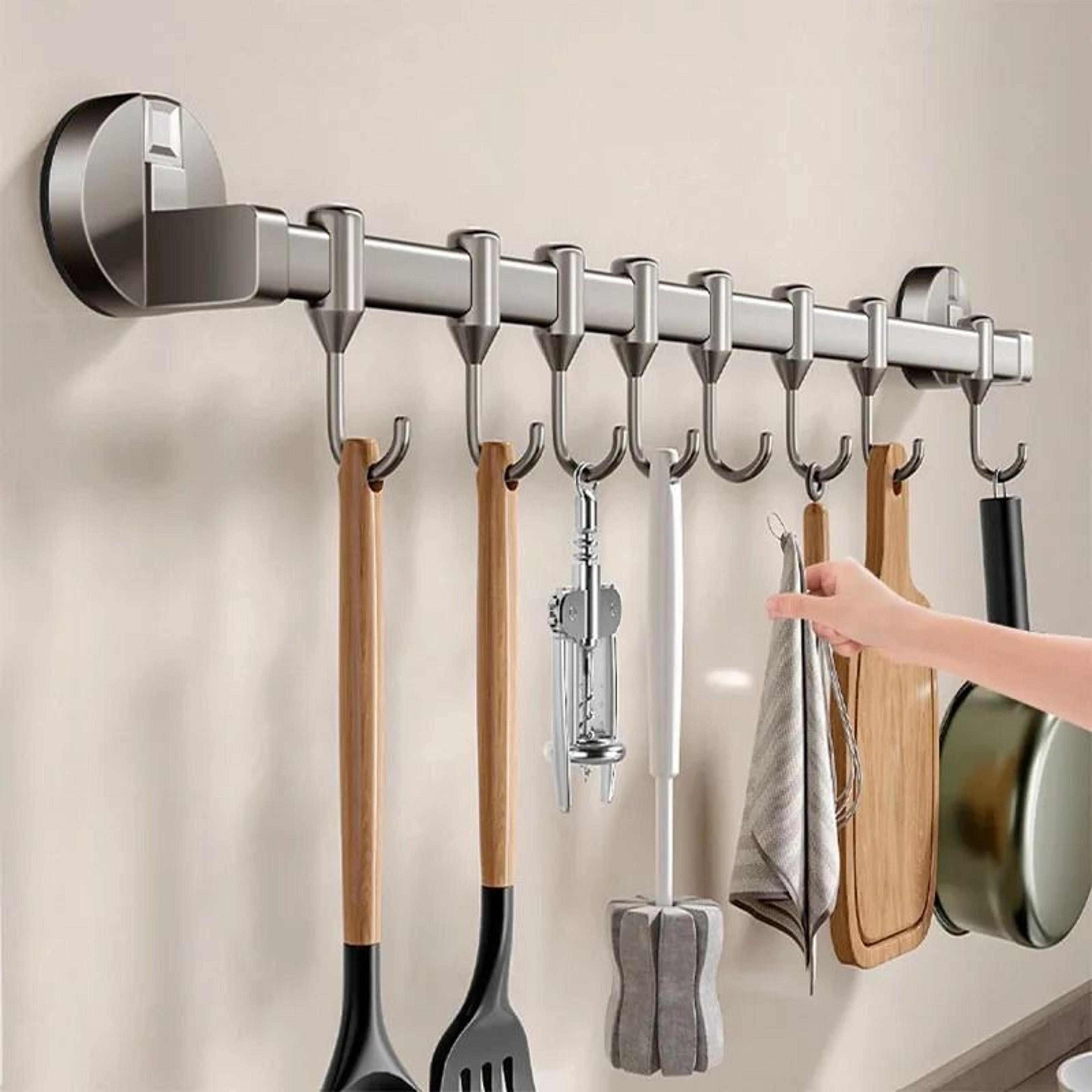kitchen vacuum suction cup hanging storage hook rack - aluminum alloy spatula drain rack