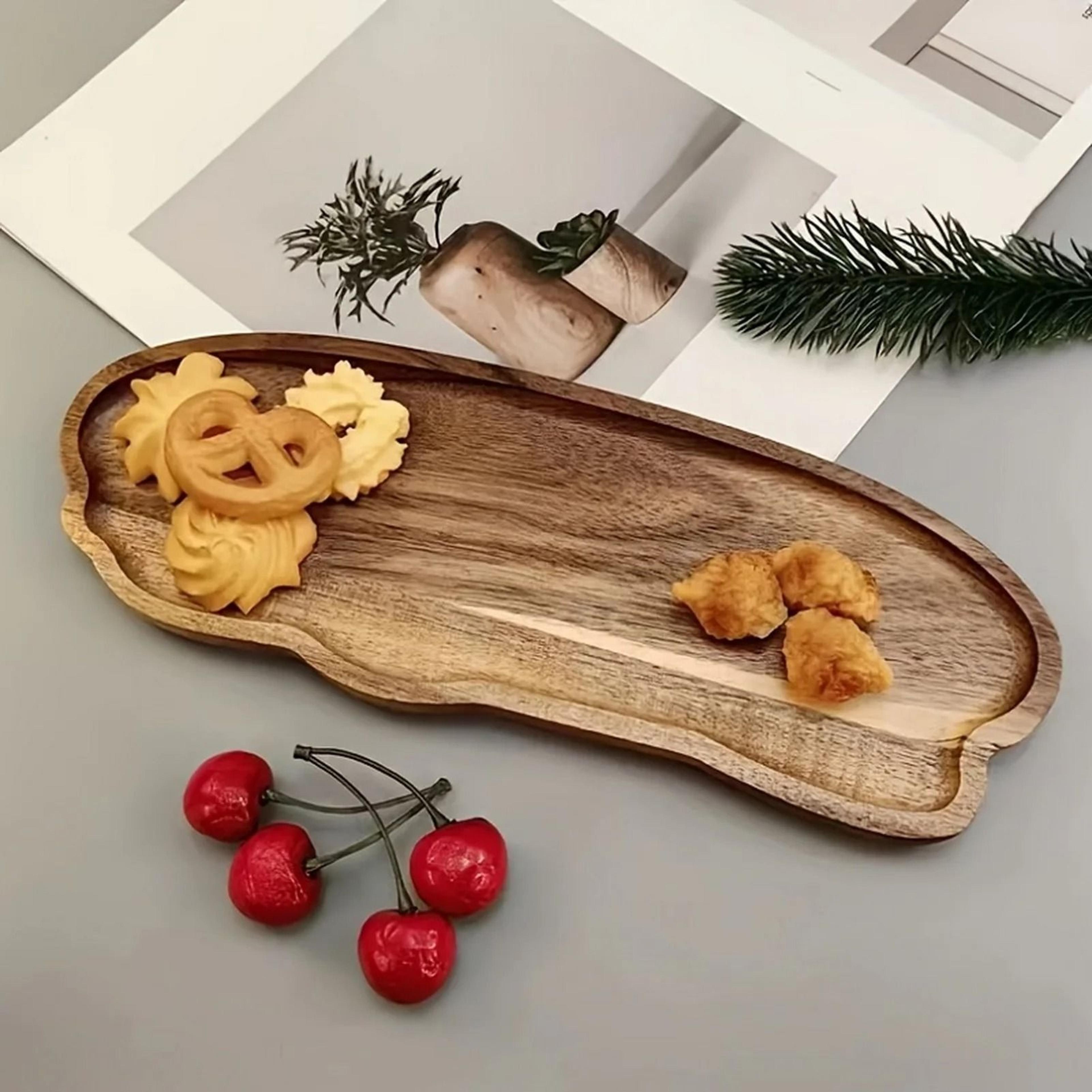 japanese style cloud shaped wooden tray – irregular decorative vanity tray & dessert display serving plate