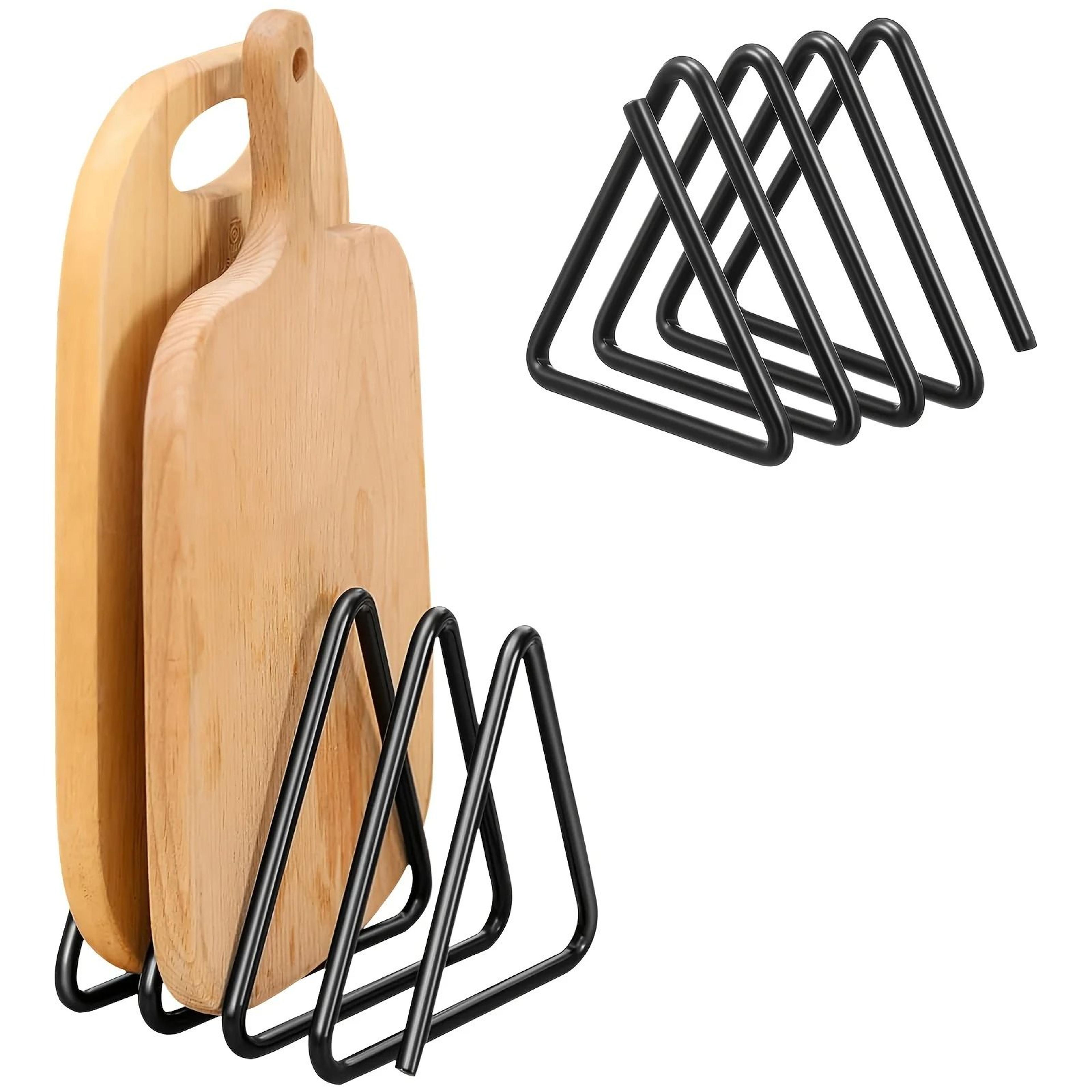 4-slot metal cutting board storage rack – heavy-duty divided organizer for kitchen countertop space saving
