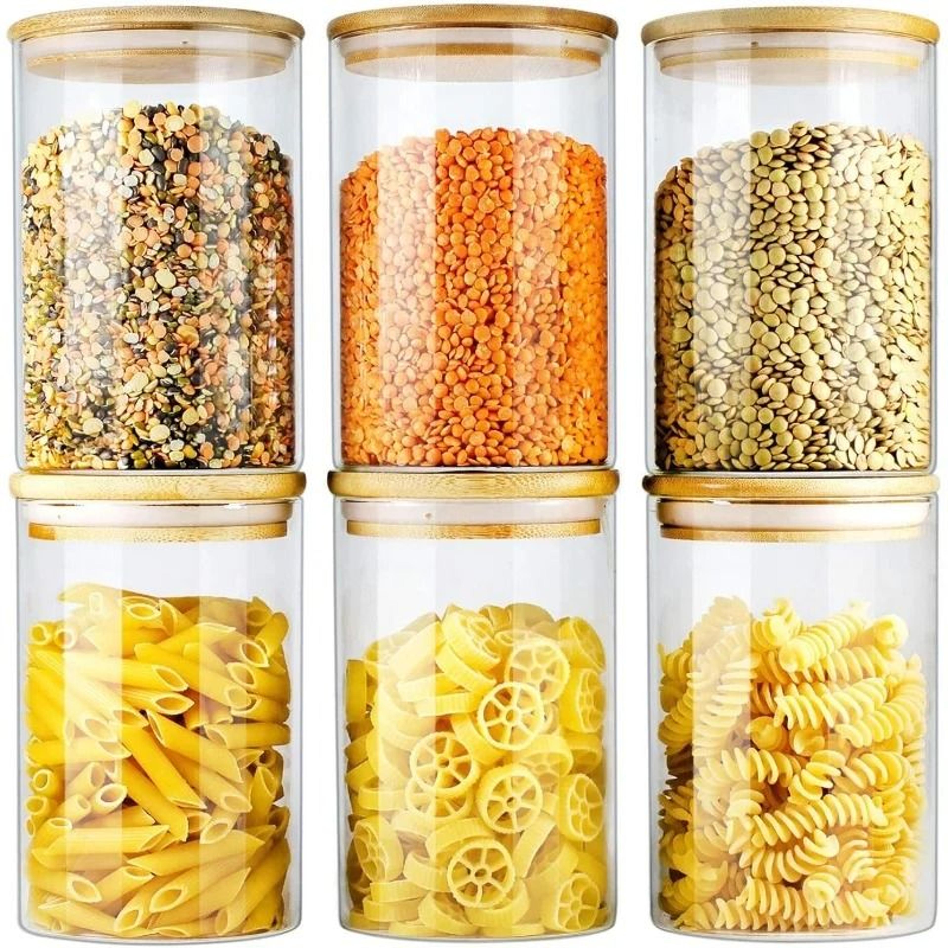 glass food storage jar set – airtight kitchen containers with eco-friendly bamboo lids