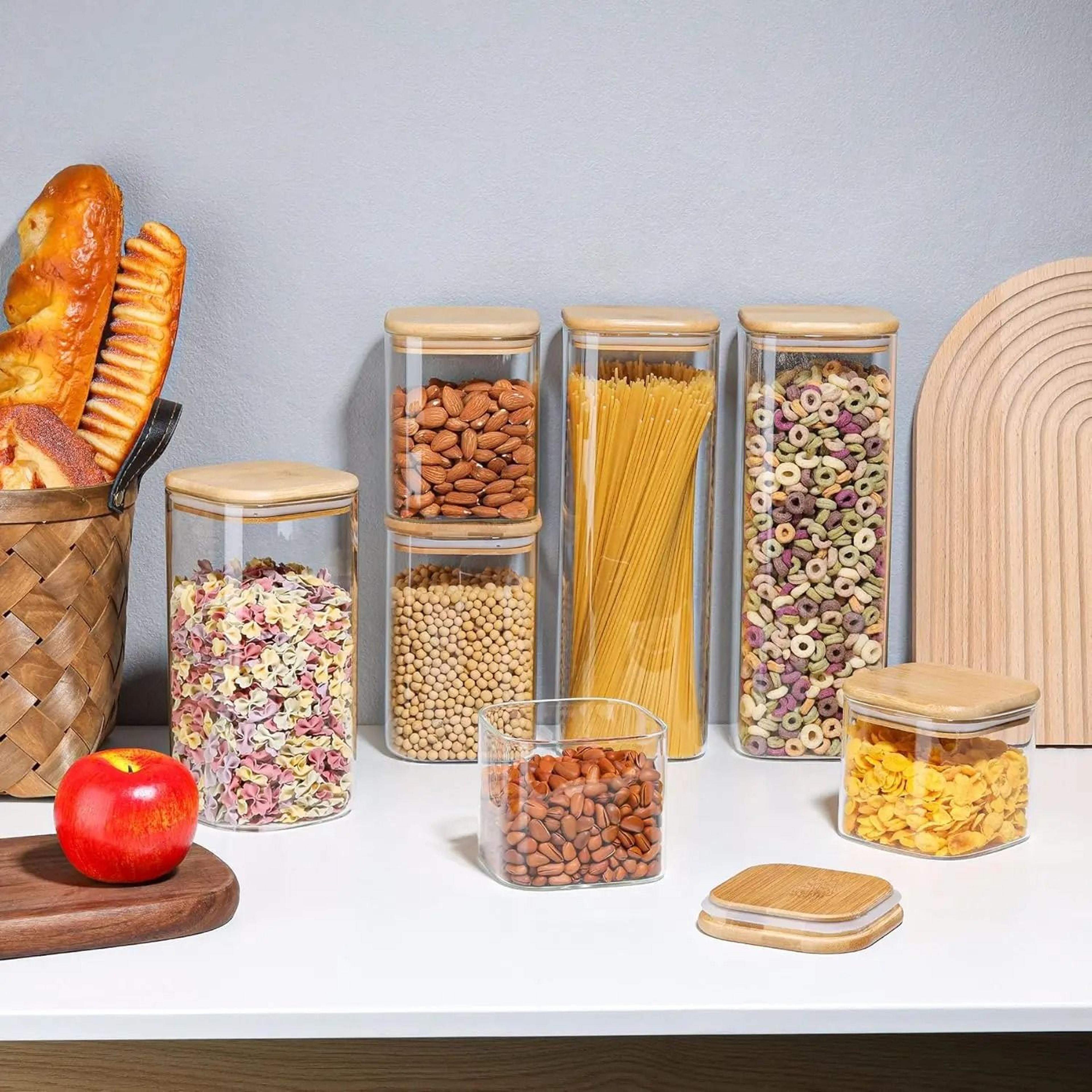 square glass sealed jars – airtight kitchen storage containers with eco-friendly bamboo lids