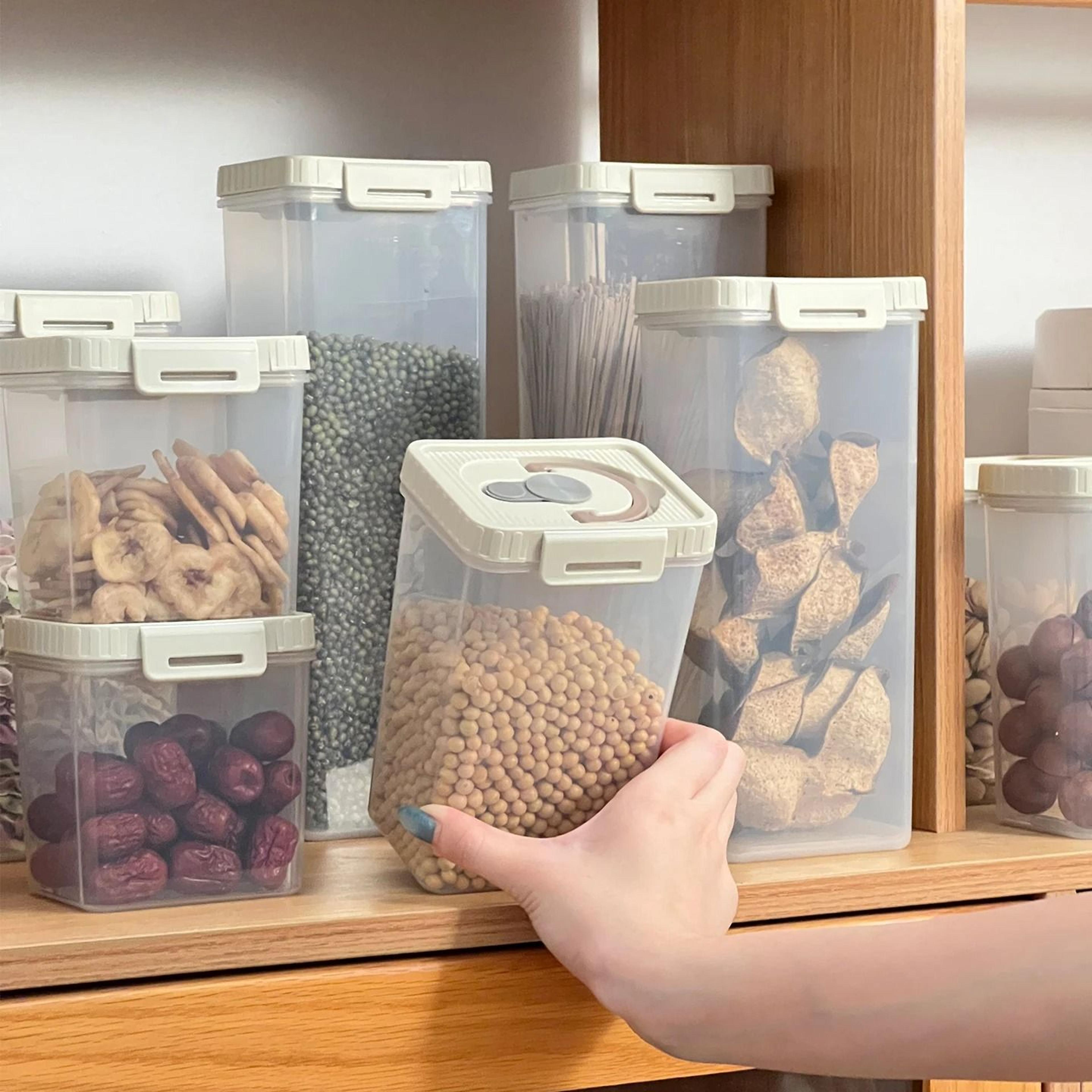 plastic cereals storage tank with handle – moisture-proof sealed pasta, snack & spice container