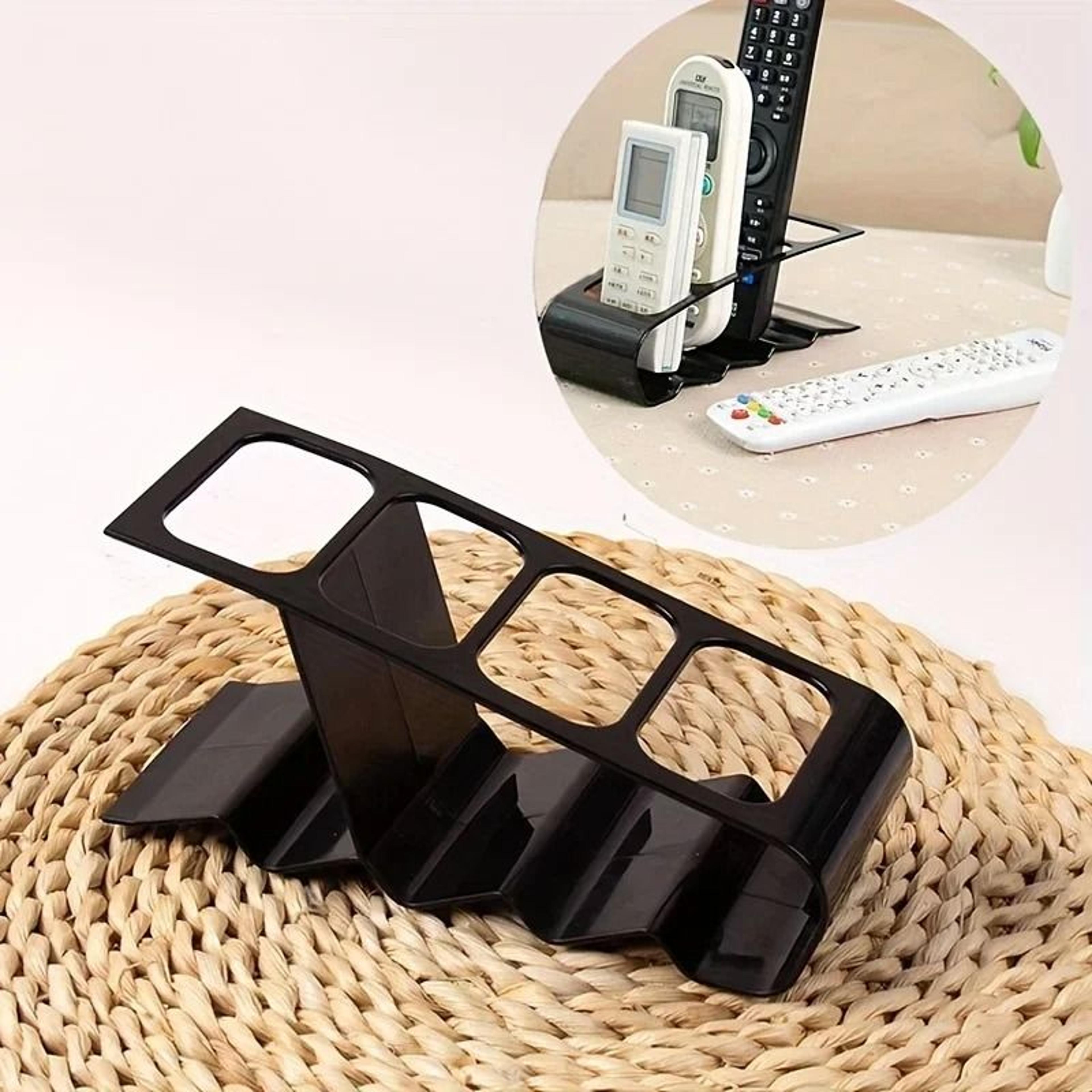 4-slot remote control holder – durable plastic desk organizer & ergonomic space-saving media caddy
