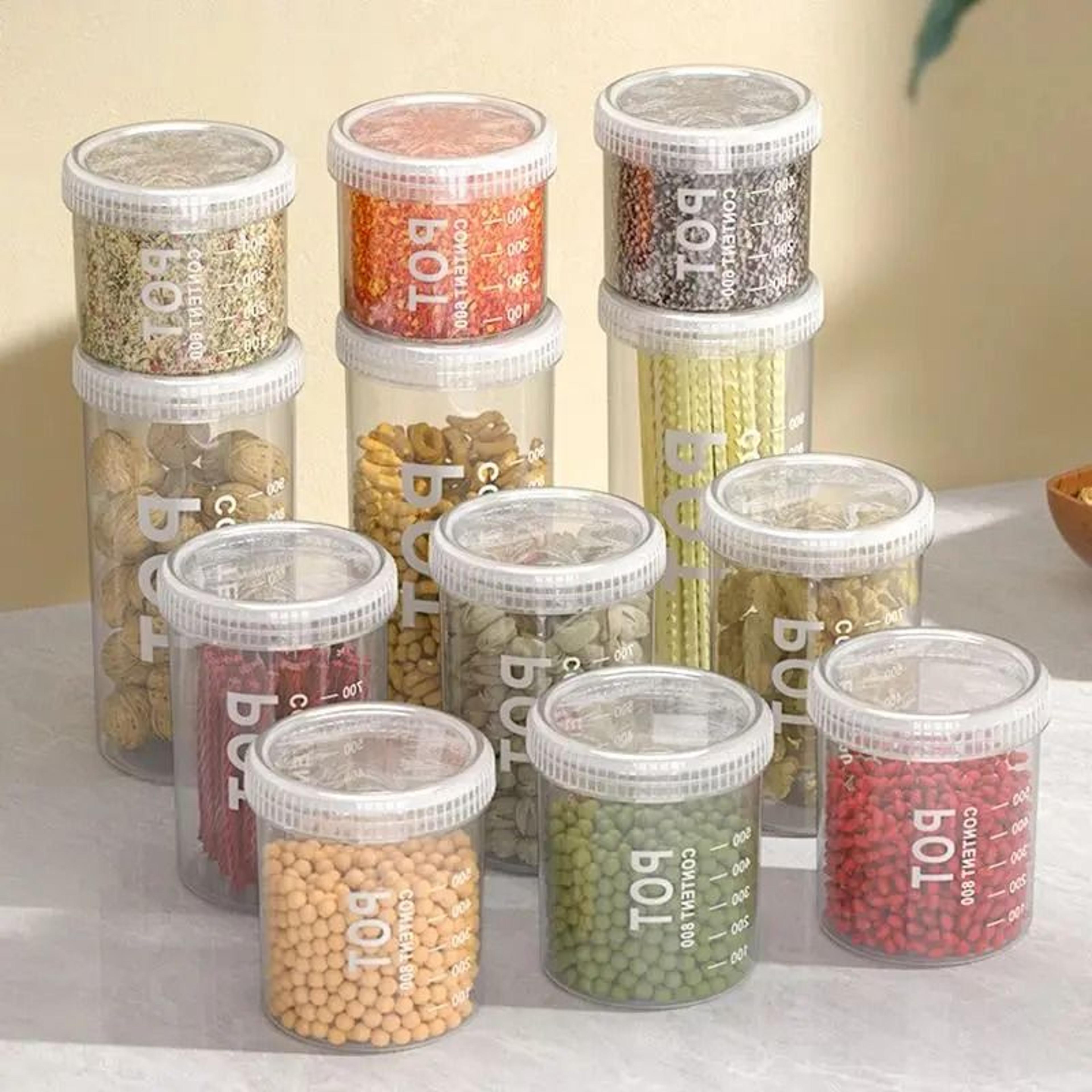 airtight food storage can set with markings