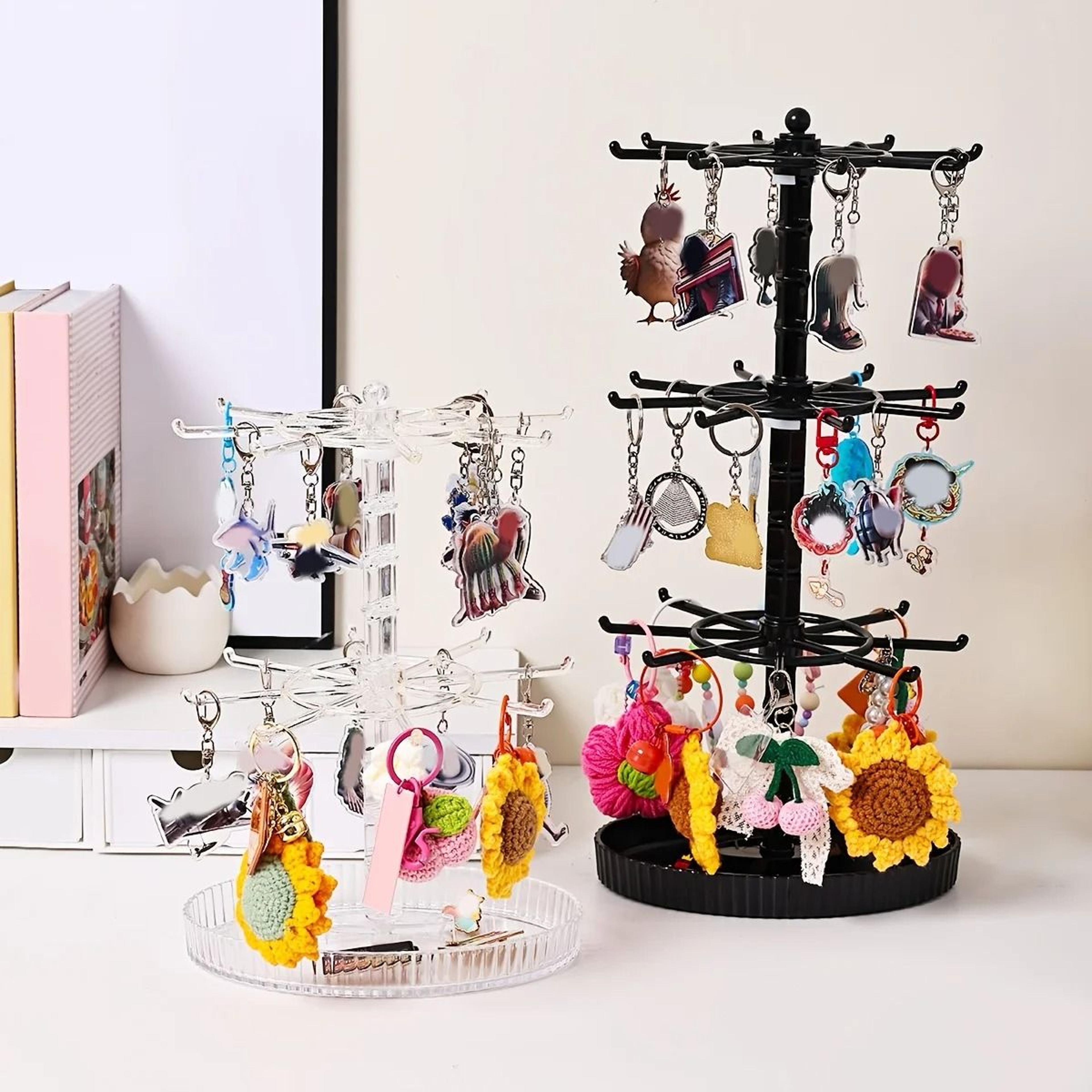 rotatable multi-layer adjustable keychain and jewelry storage rack