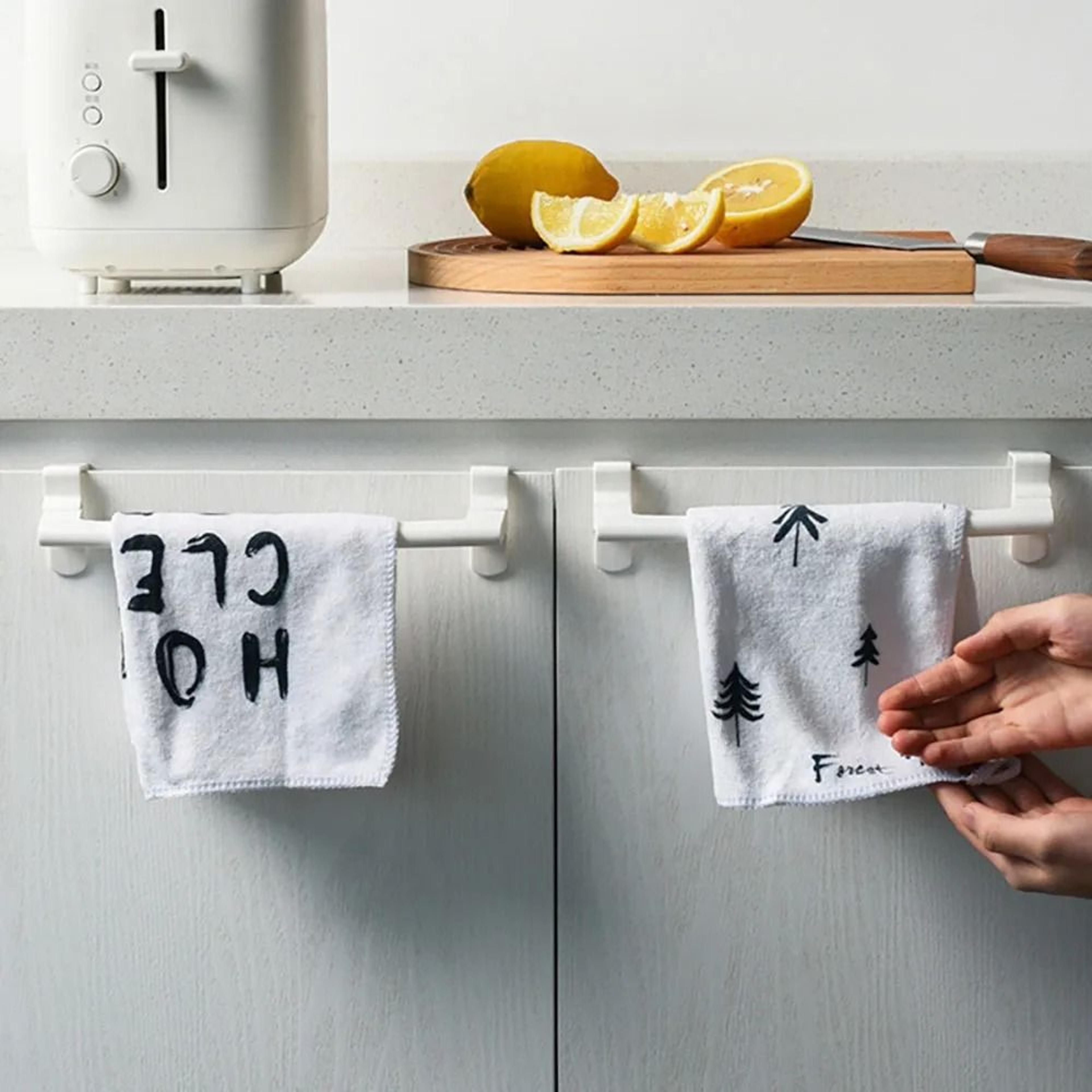 over-door towel bar rack & cabinet hanging rag holder