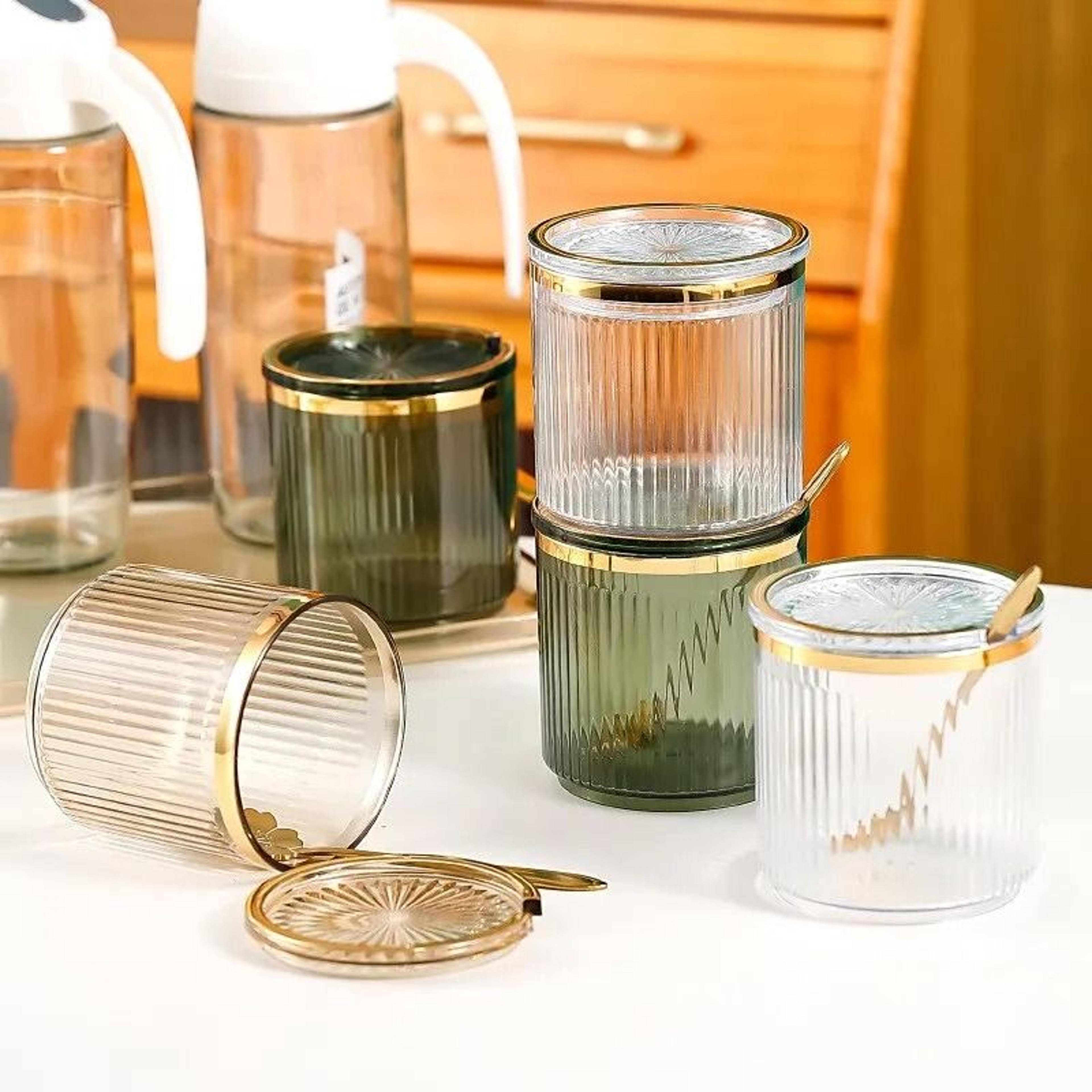 exquisite seasoning jar with integrated spoon & household storage bottle
