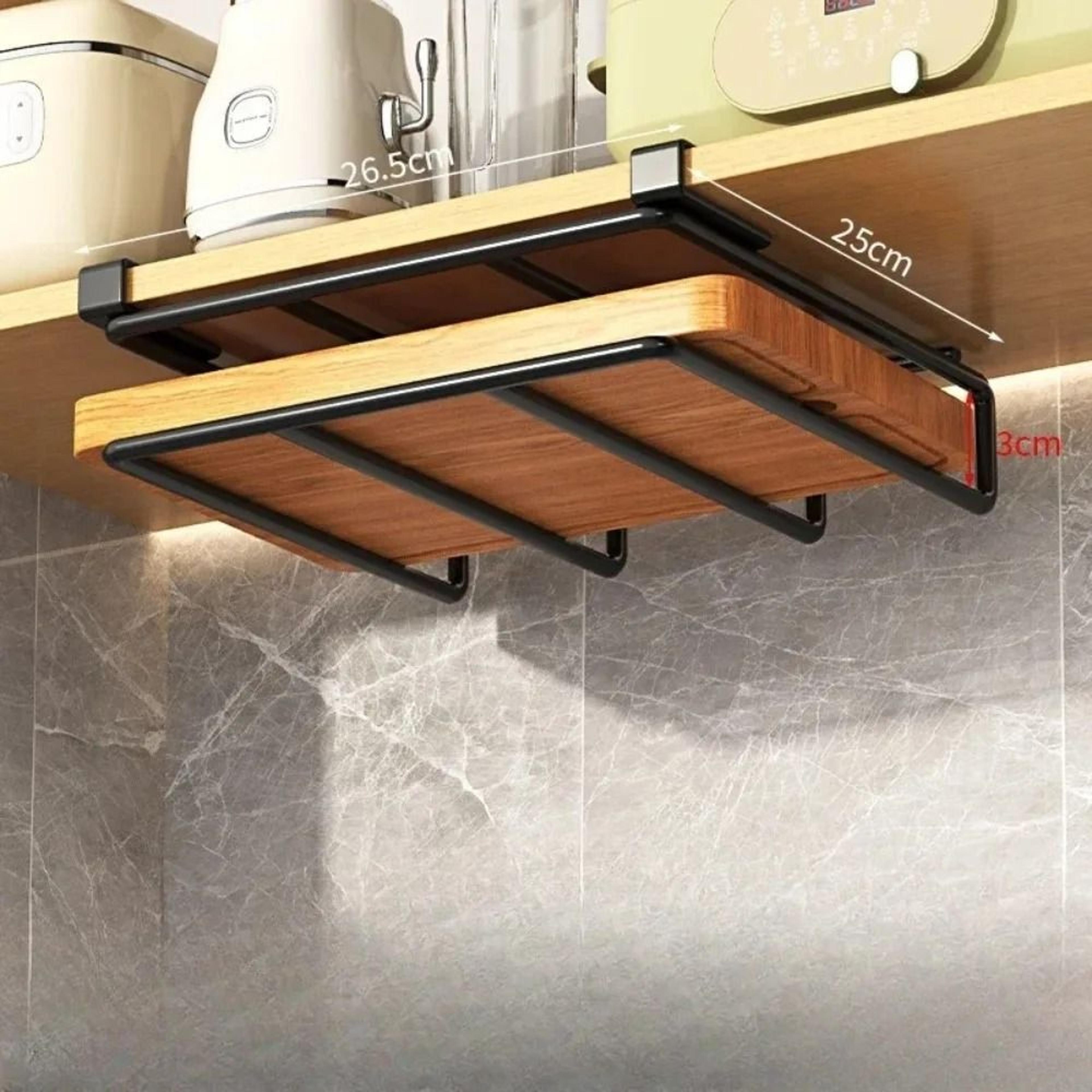 kitchen hanging organizer rack with hooks & under-cabinet storage shelf